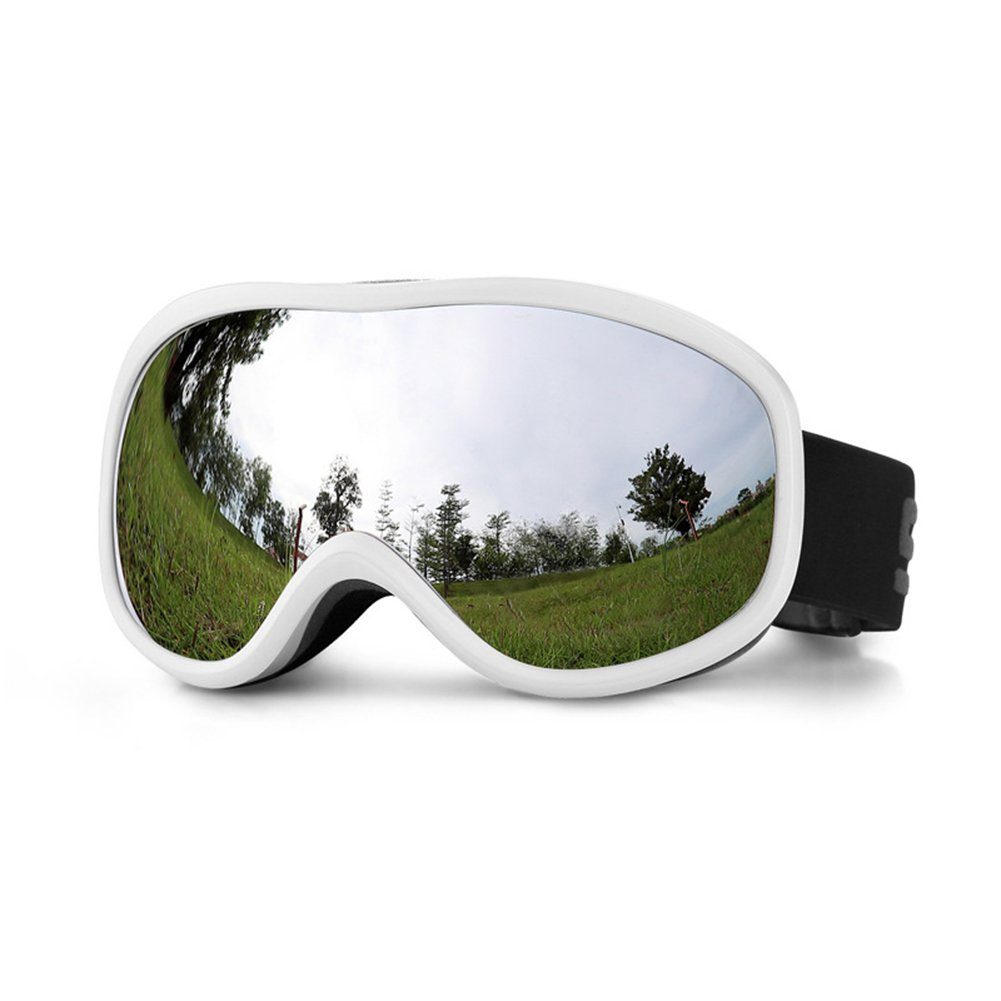 Weiß UV-Schutz Skien Skibrille,Snowboardbrille,Anti-Beschlag Skibrille Anti-Rutsch