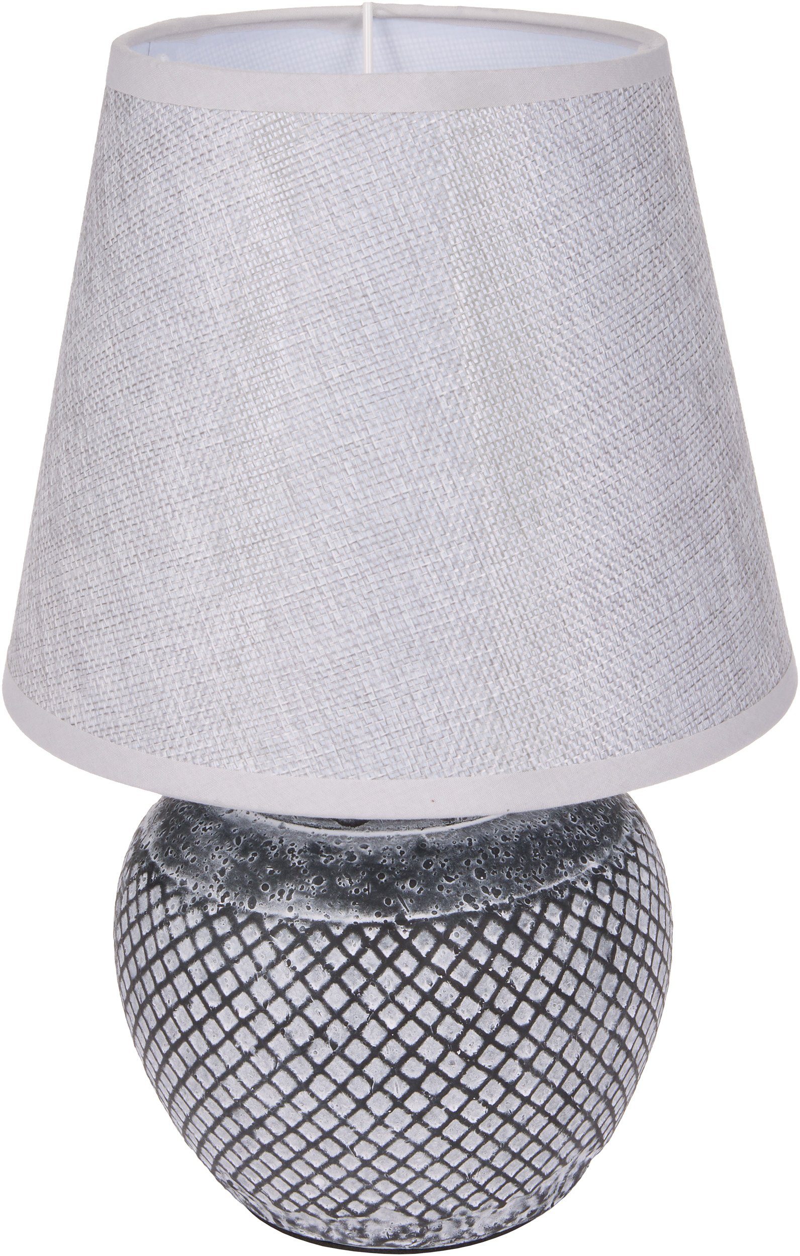 BRUBAKER Tischleuchte Nachttischlampe Grau, Ohne Leuchtmittel, Keramikfuß - moderne Tischlampe, Antik - Orientalisch