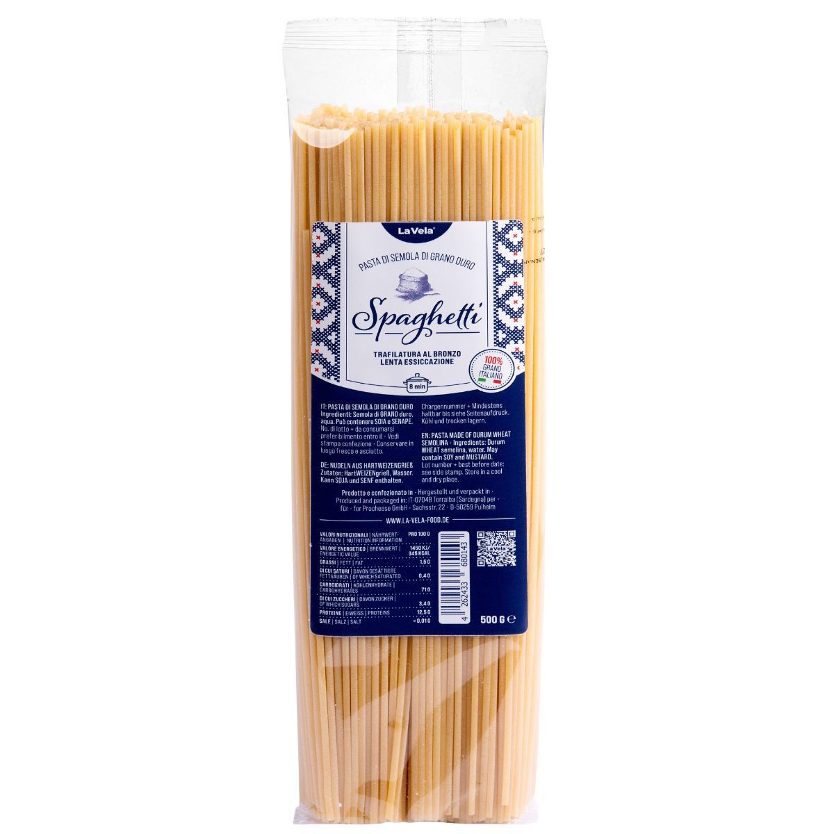 La Vela Nudeln La Vela Spaghetti „Trafilatura al Bronzo“ 500 g – Pasta aus Sardinien