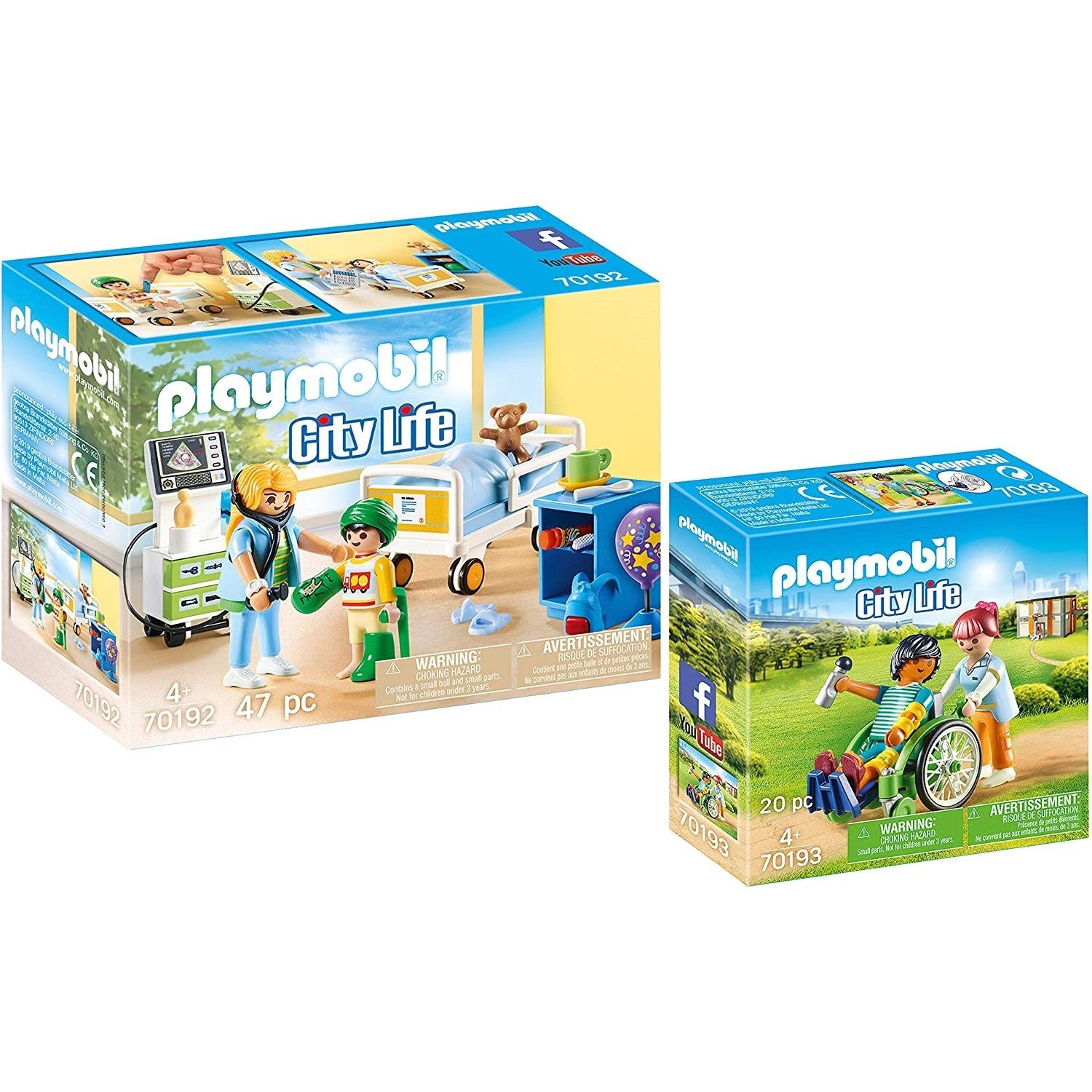 Playmobil® Spielbausteine 70192 70193 City Life 2er Set Kinderkrankenzimmer  + Patient