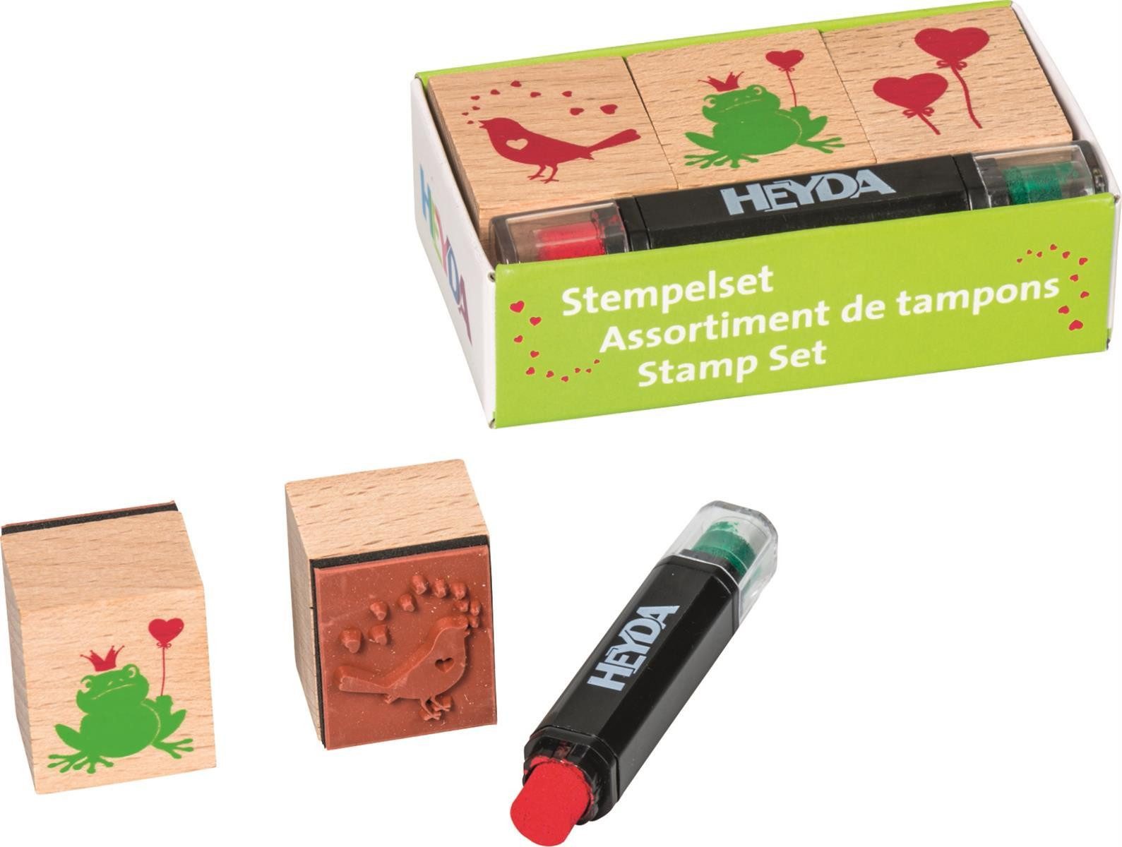 Heyda Heyda 204888493 Stempelset Liebe 3er rt/gn Stempelkissen