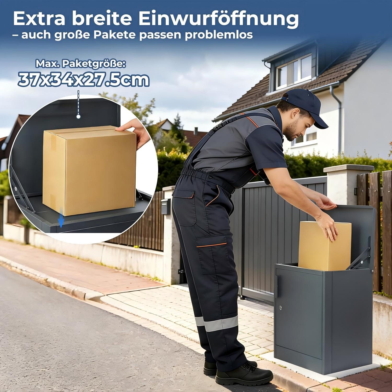 Zedelmaier Paketbox Paketbox, Großes Paketfach Anthrazit zur Wandmontage, inkl.4 SCHL.