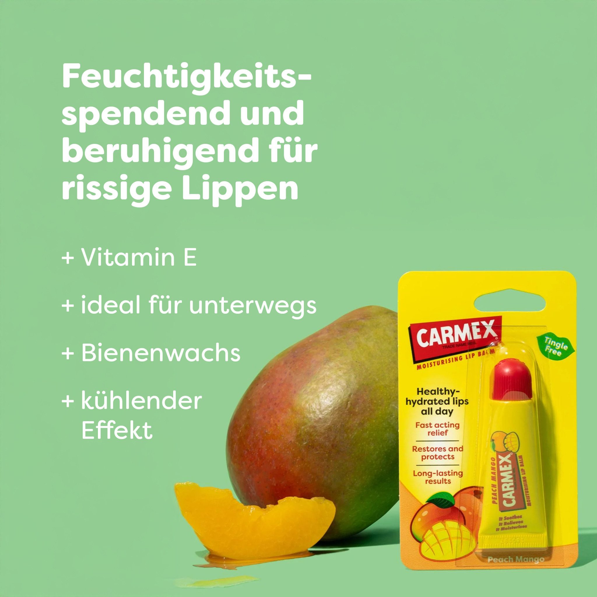 Carmex Lippenpflegestift Carmex Peach Mango Tube - Lippenpflege für trockene Lippen - 10g