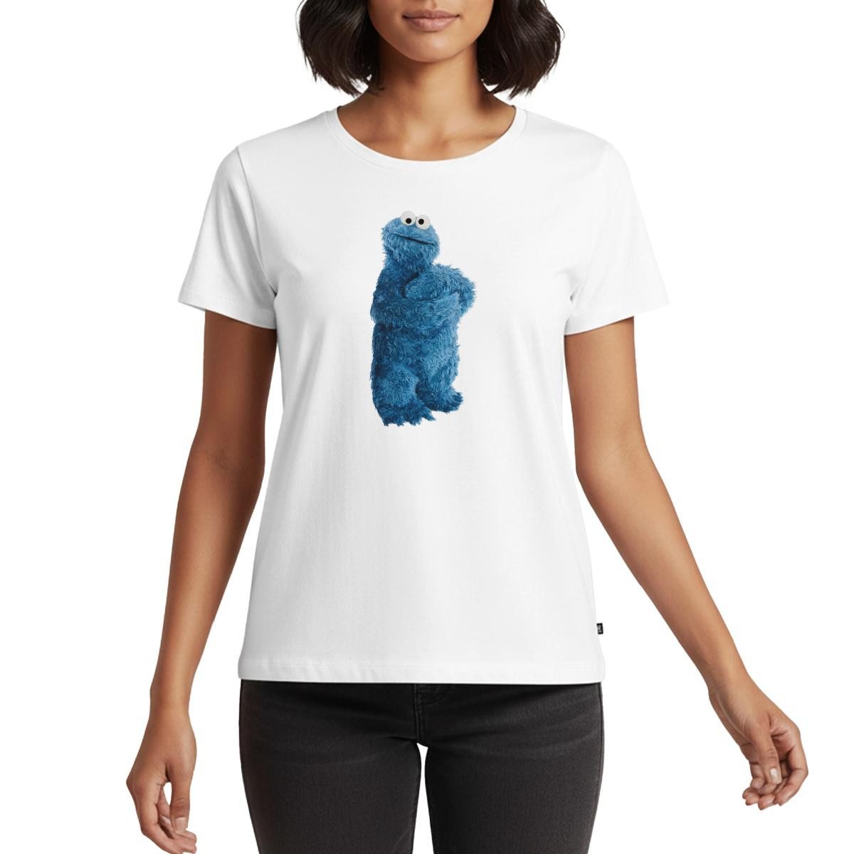 Spreadshirt T-Shirt Sesamstraße Krümelmonster Pose Frauen Premium T-Shirt (1-tlg)