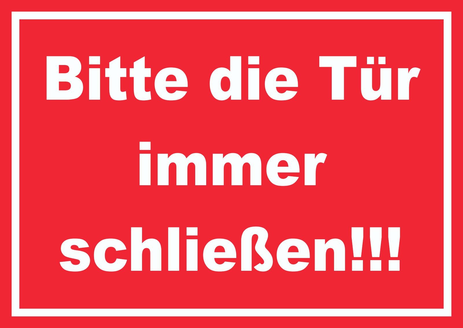 Hinweisschild Schild Bitte die Tür immer schließen weiss-rot