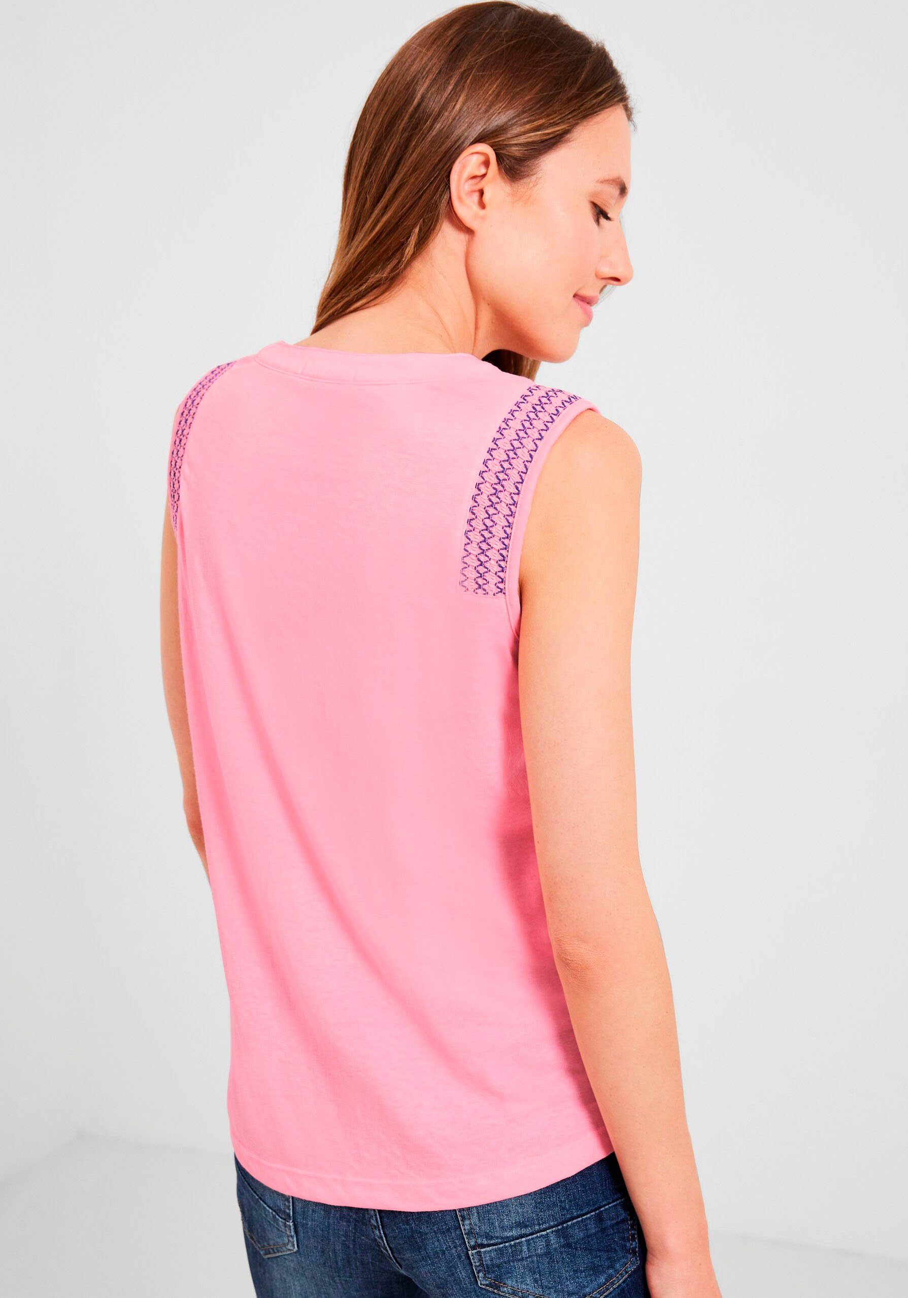 Cecil Shirttop mit soft pink Motto-Druck am Rumpfabschluss