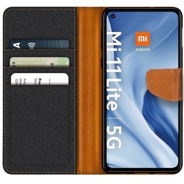 CoolGadget Handyhülle Denim Schutzhülle Flip Case für Xiaomi Mi 11 Lite 4G/5G 6,55 Zoll, Book Cover Handy Tasche Hülle für Xiaomi Mi 11 Lite Klapphülle