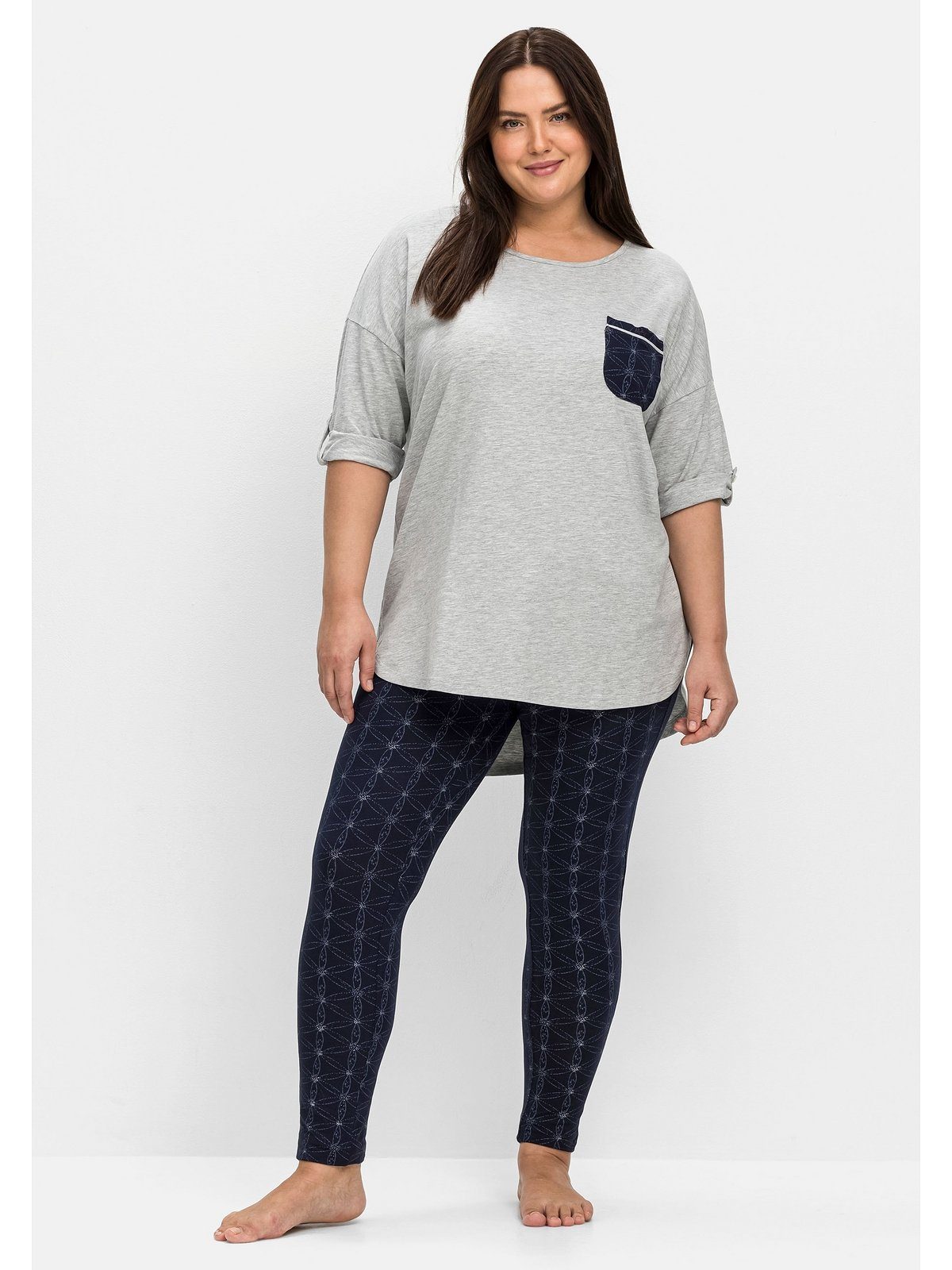 Größen Sheego Pyjama Shirt Set (Set) aus Große Leggings und