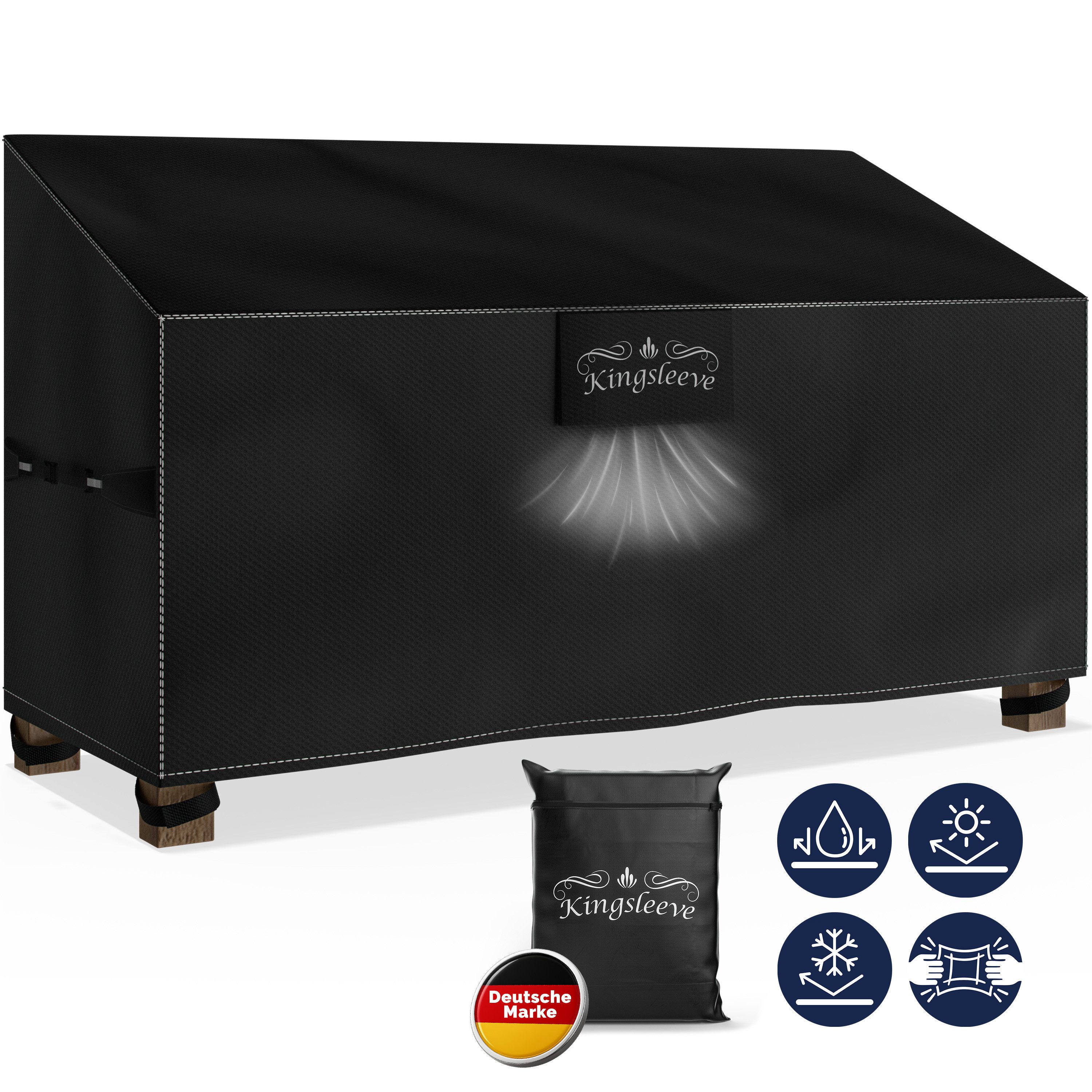 Kingsleeve Gartenmöbel-Schutzhülle, Wasserdicht Winterfest Abdeckplane Gartenmöbel Bank 134x66xH63/89 cm