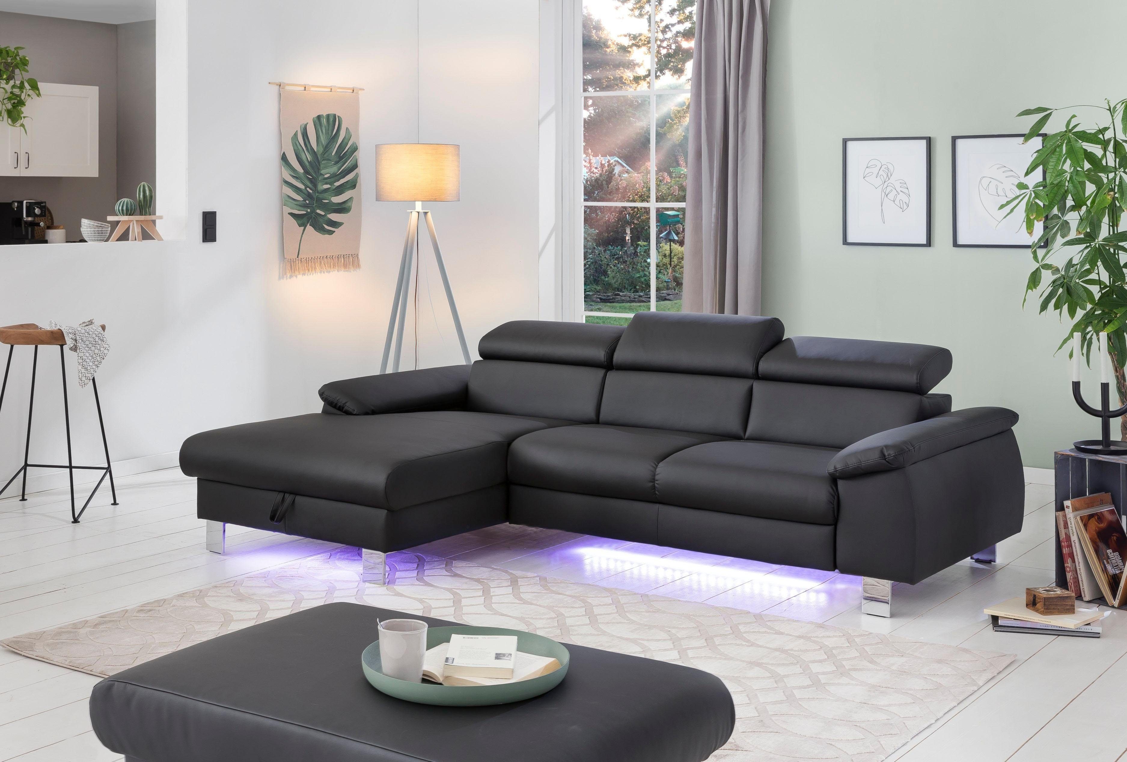 COTTA Ecksofa "Komaris L-Form, B: 244 cm" mit Kopfteilverstellung, optional günstig online kaufen