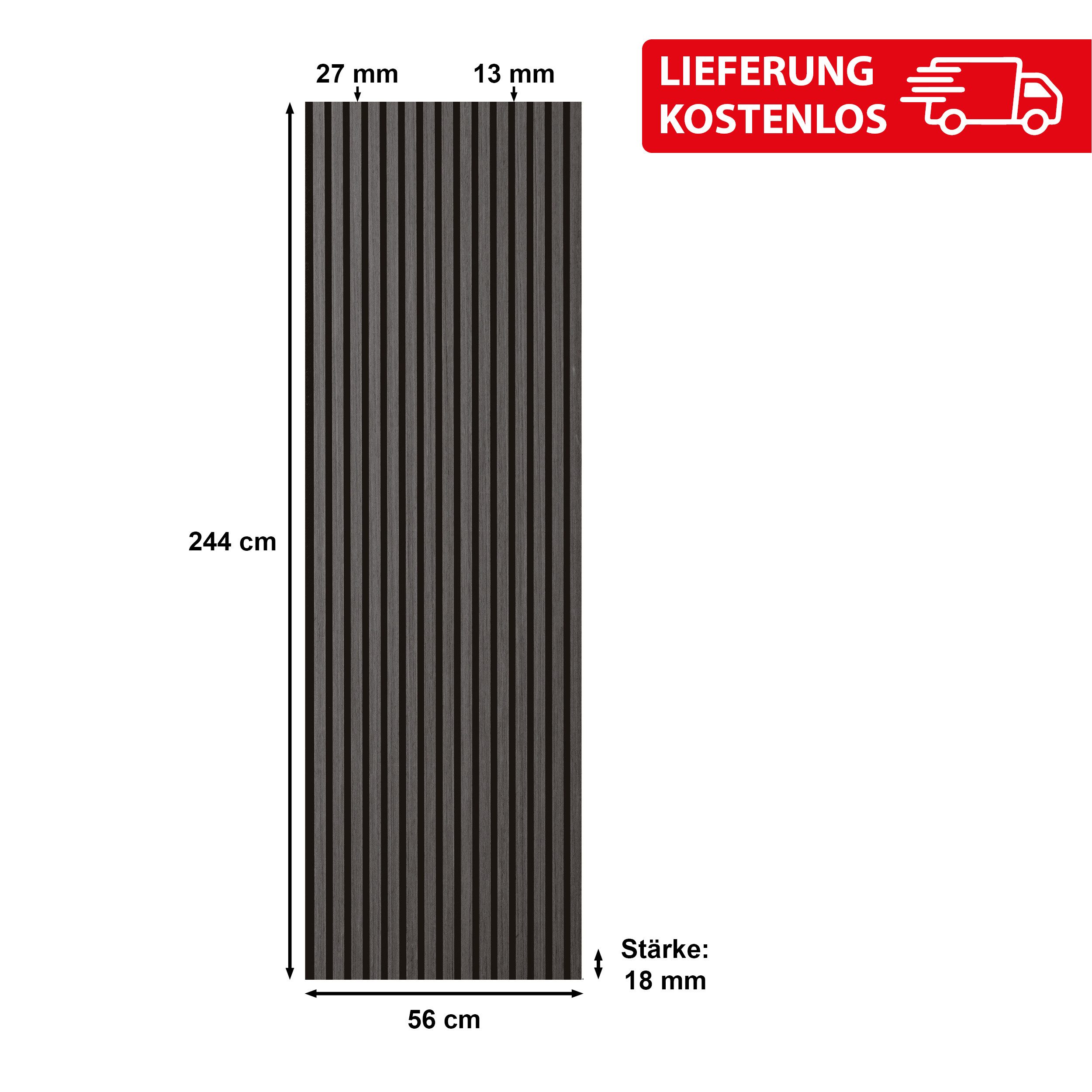 SONIDO 3D Wandpaneel XXL Akustikpaneele mit FSC®-zertifiziertem Eiche Echtholzfurnier, BxL: 56,00x244,00 cm, 1,36 qm, (Packung, 1,366 m², Versandkostenfreie Lieferung) 15 XXL Echtholz-Dekoleisten mit schwarzem 9mm Filz-Akustikträger