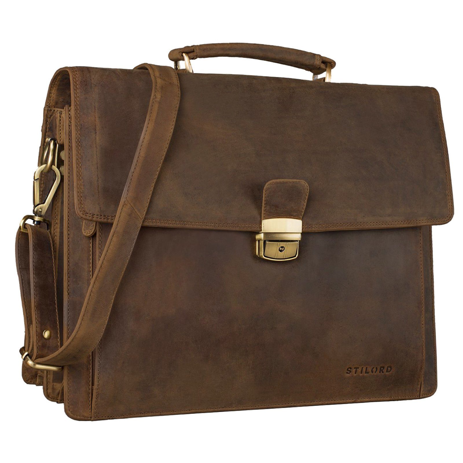 STILORD Laptoptasche "Noel" Aktentasche Leder Herren Vintage