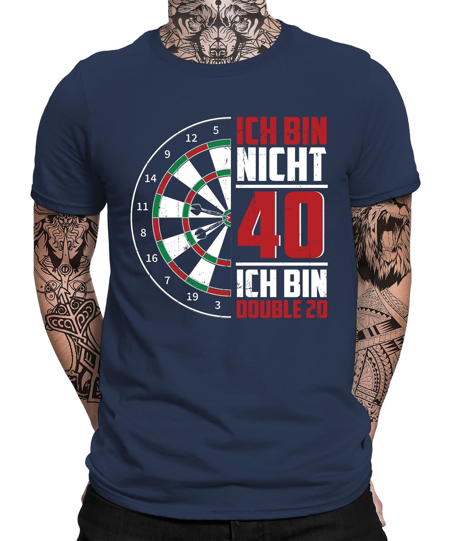 Quattro Formatee Kurzarmshirt 40. Geburtstag - Dart Dartscheibe Dartpfeil Dartspieler Herren T-Shirt (1-tlg) Navy Blau