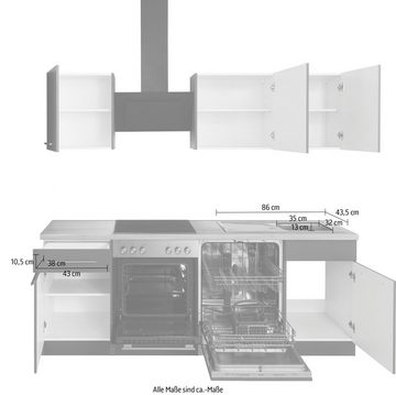 wiho Küchen Küchenzeile Unna, mit E-Geräten, Breite 220 cm
