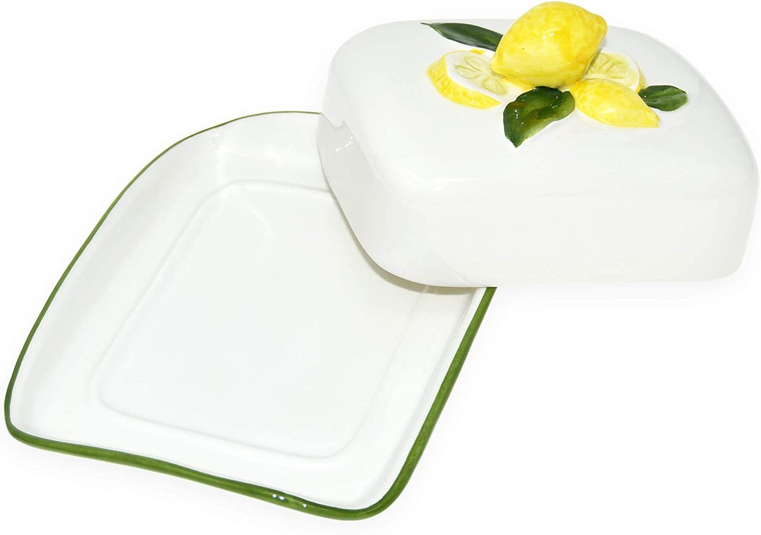 Lashuma Butterdose Zitrone, Keramik, (1-tlg., 18 x 14 cm), Butterbehälter italienisch mit Relief Dekor