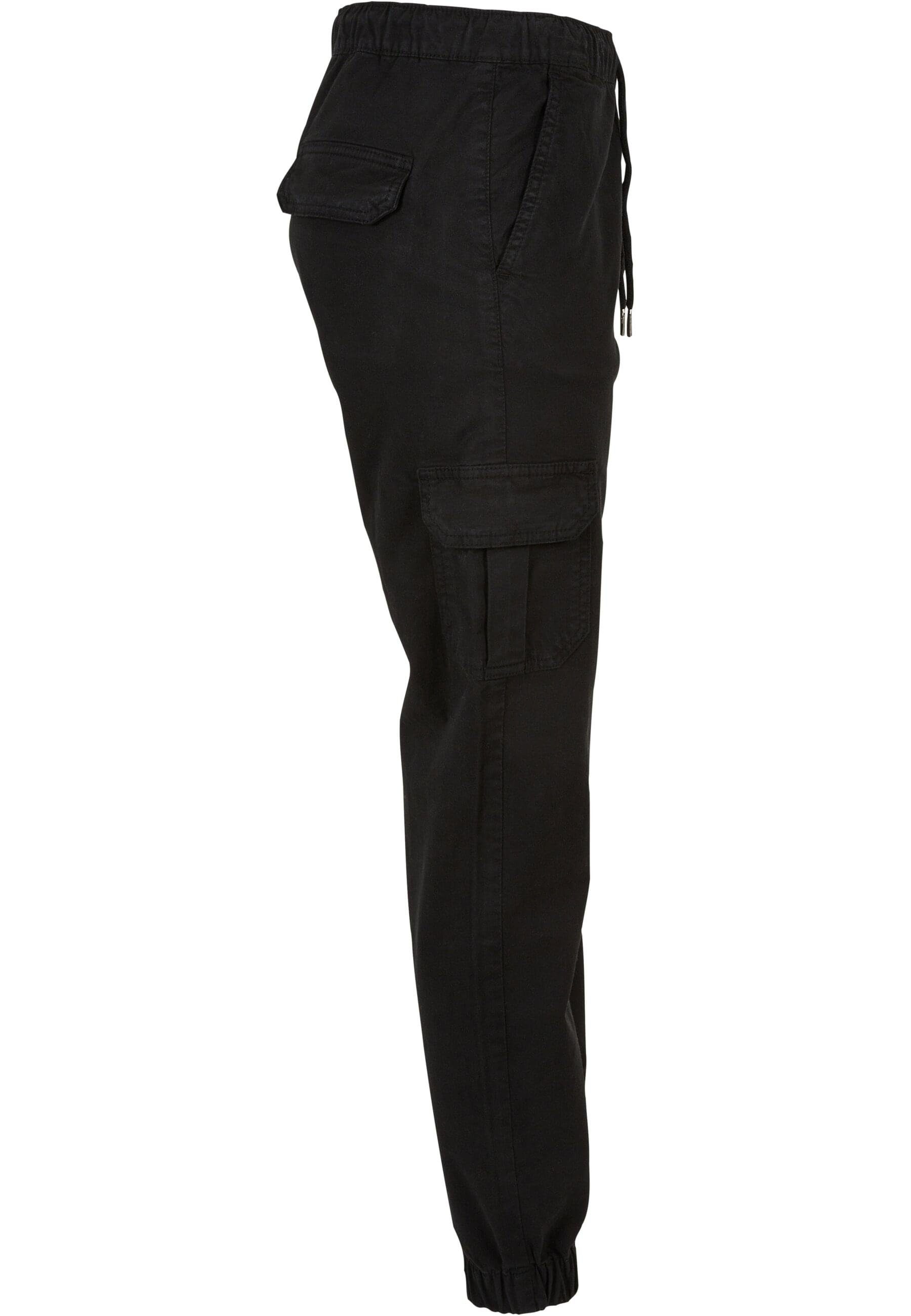 (1-tlg) Damen High Jogging black Ladies Cargohose Pants URBAN Cargo Waist CLASSICS