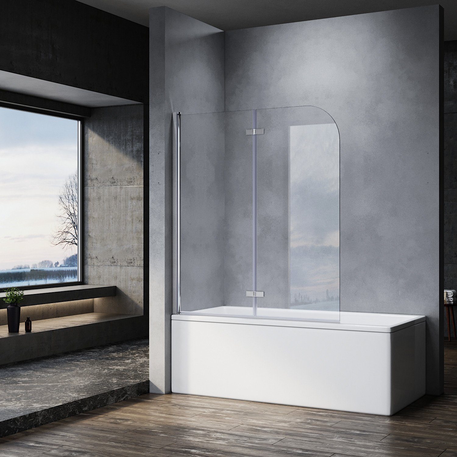SONNI Badewannenaufsatz Duschwand für Badewanne, Einscheibensicherheitsglas günstig online kaufen