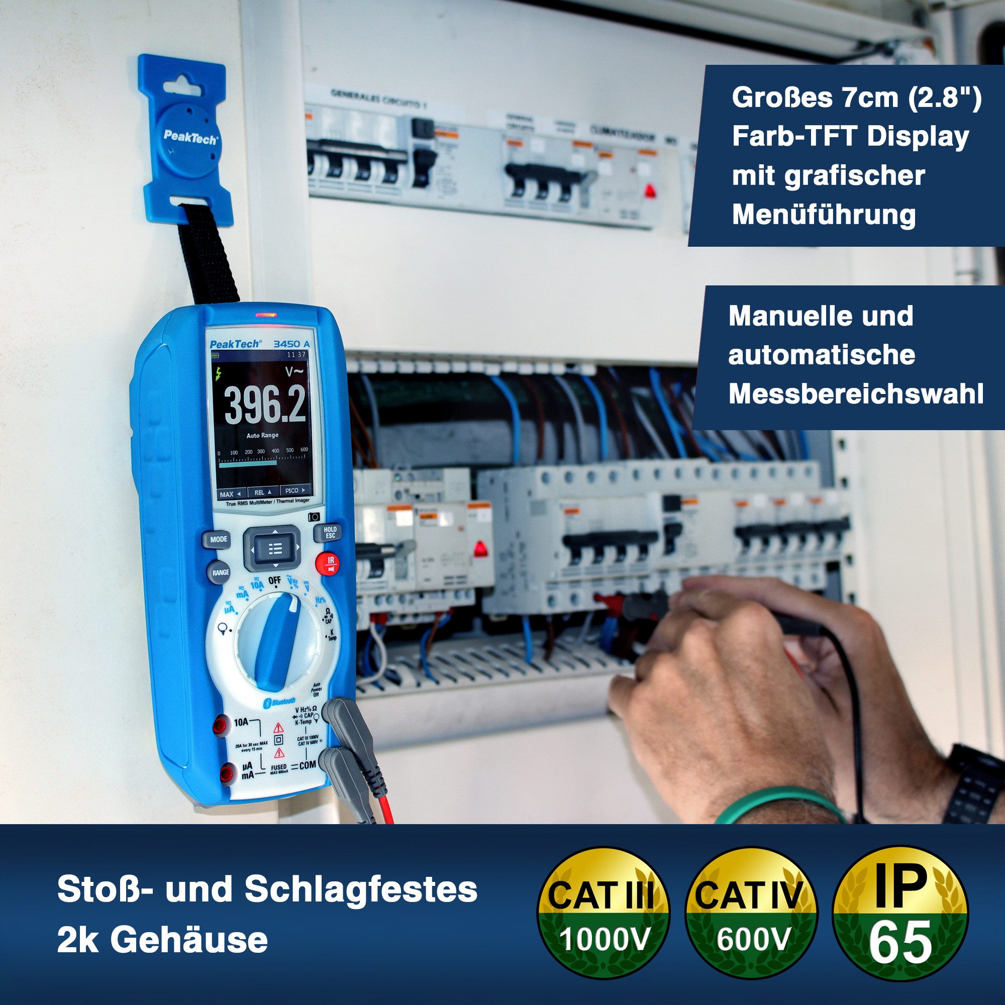 PeakTech Multimeter CAT III 1000V TRMS Digitalmultimeter Wärmebild