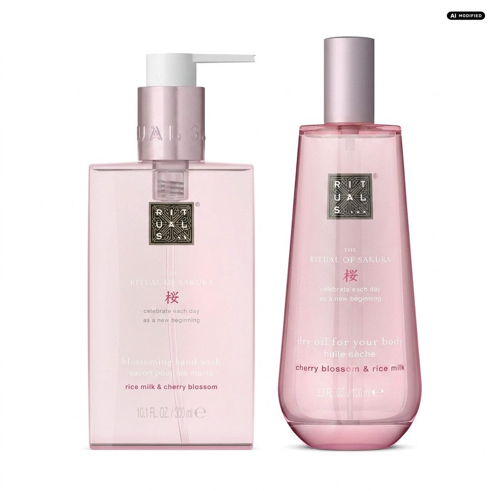 Rituals Flüssigseife Rituals Sakura Hand Wash und Körperöl Pflege Duo, Pflegendes Handseifen und Körperöl Duo mit Sakura Duft