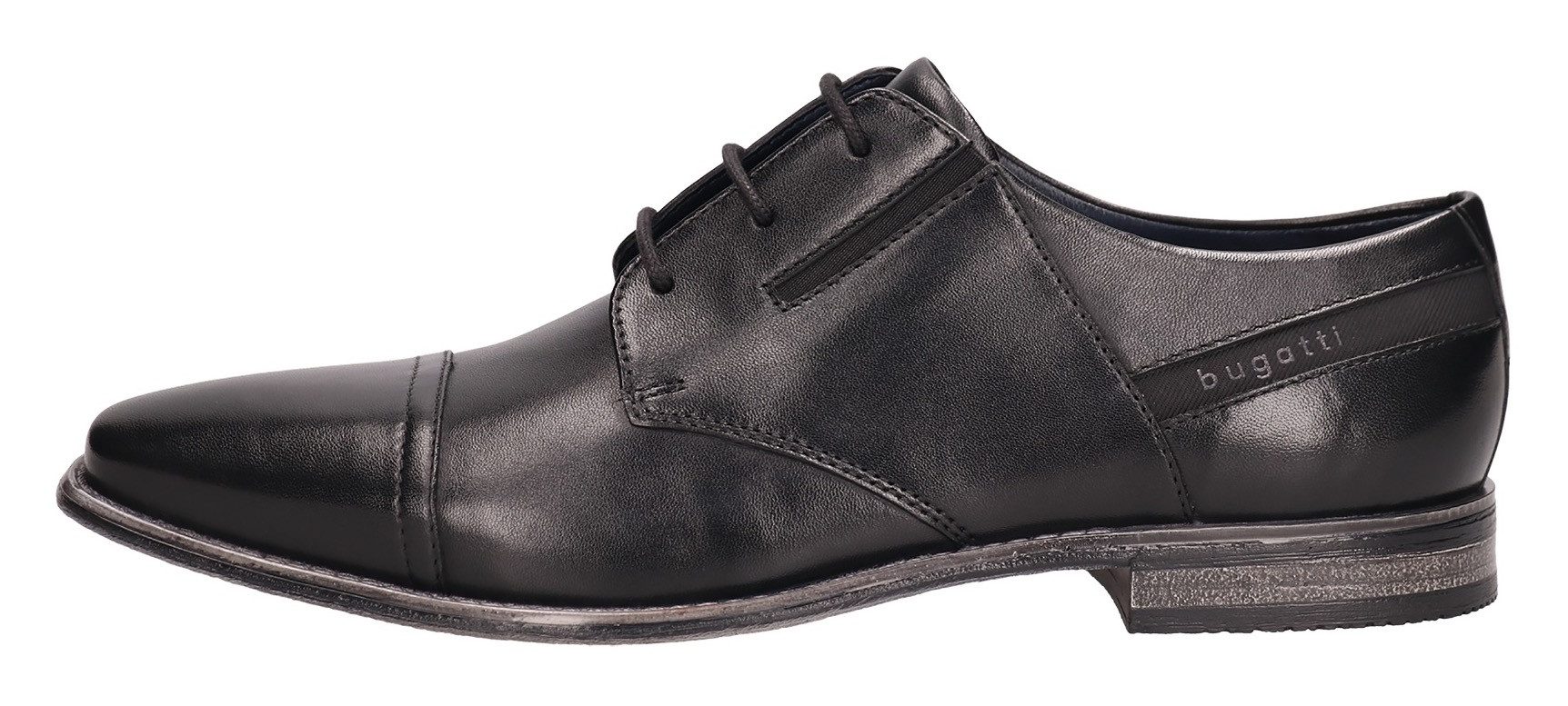 bugatti Schnürschuh, Blockabsatz, Abendschuh, Festtagsschuh mit Stretcheinsätzen
