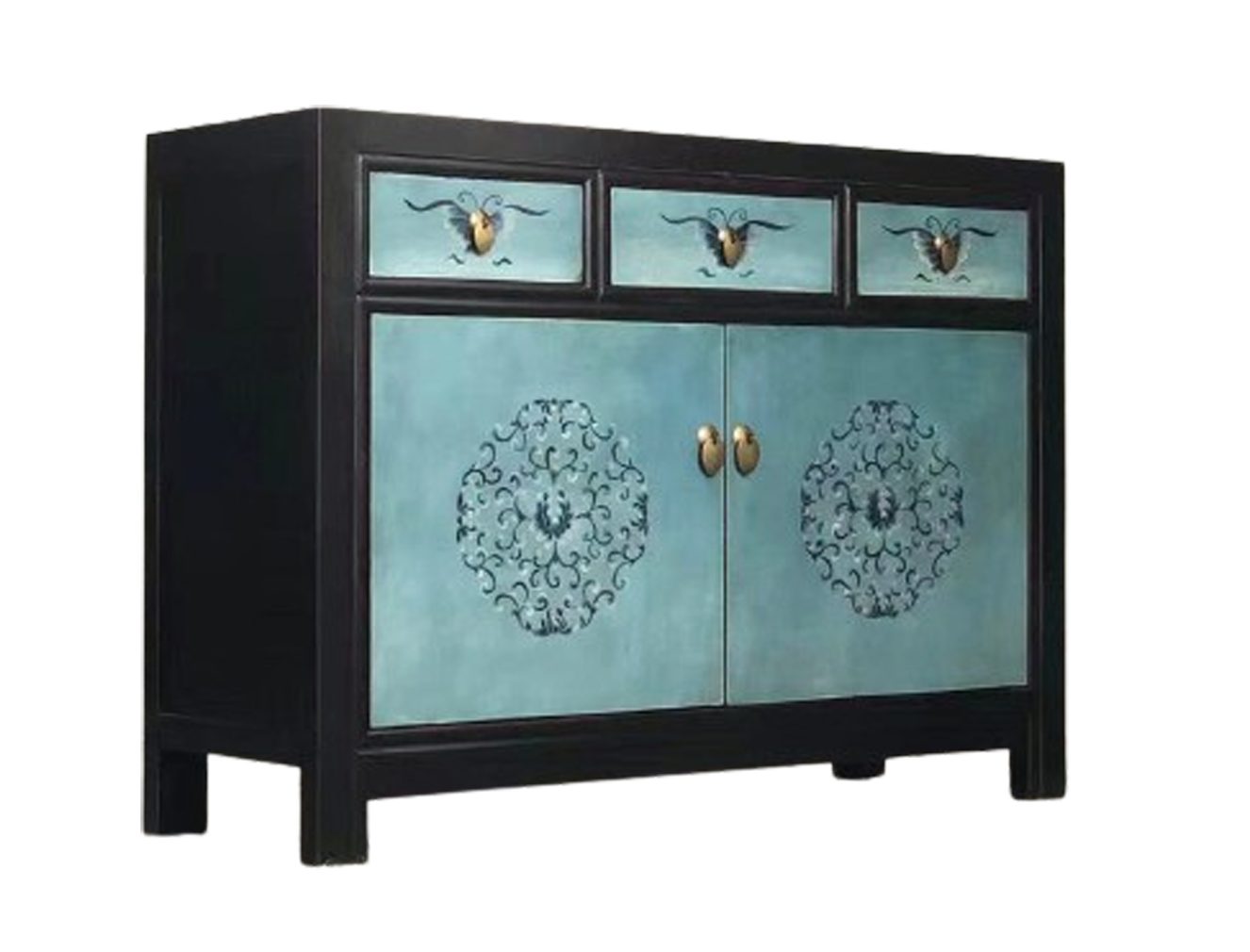 OPIUM OUTLET Kommode Sideboard Schrank Hochzeitsschrank Möbel (Asia Vintage-Stil, shabby-chic, Landhaus, Antik, B x T x H: 117 x 40 x 85 cm; komplett montiert), asiatisch chinesisch orientalisch fernöstlich