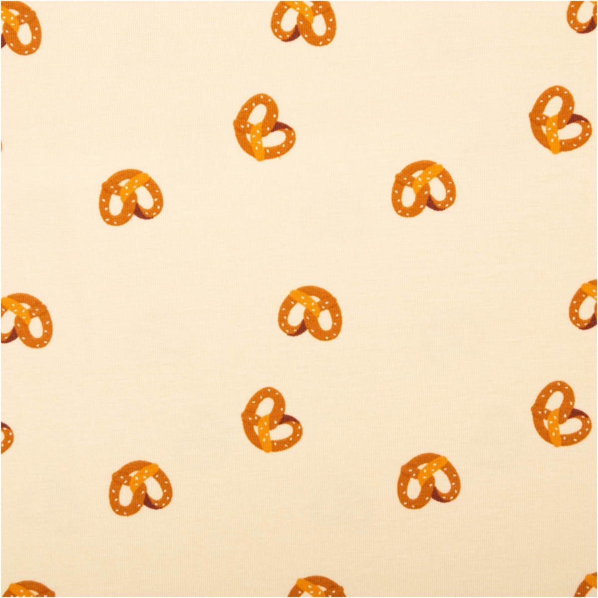 SCHÖNER LEBEN. Stoff Jersey Stoff Meterware Baumwolljersey Brezeln beige braun 150cm