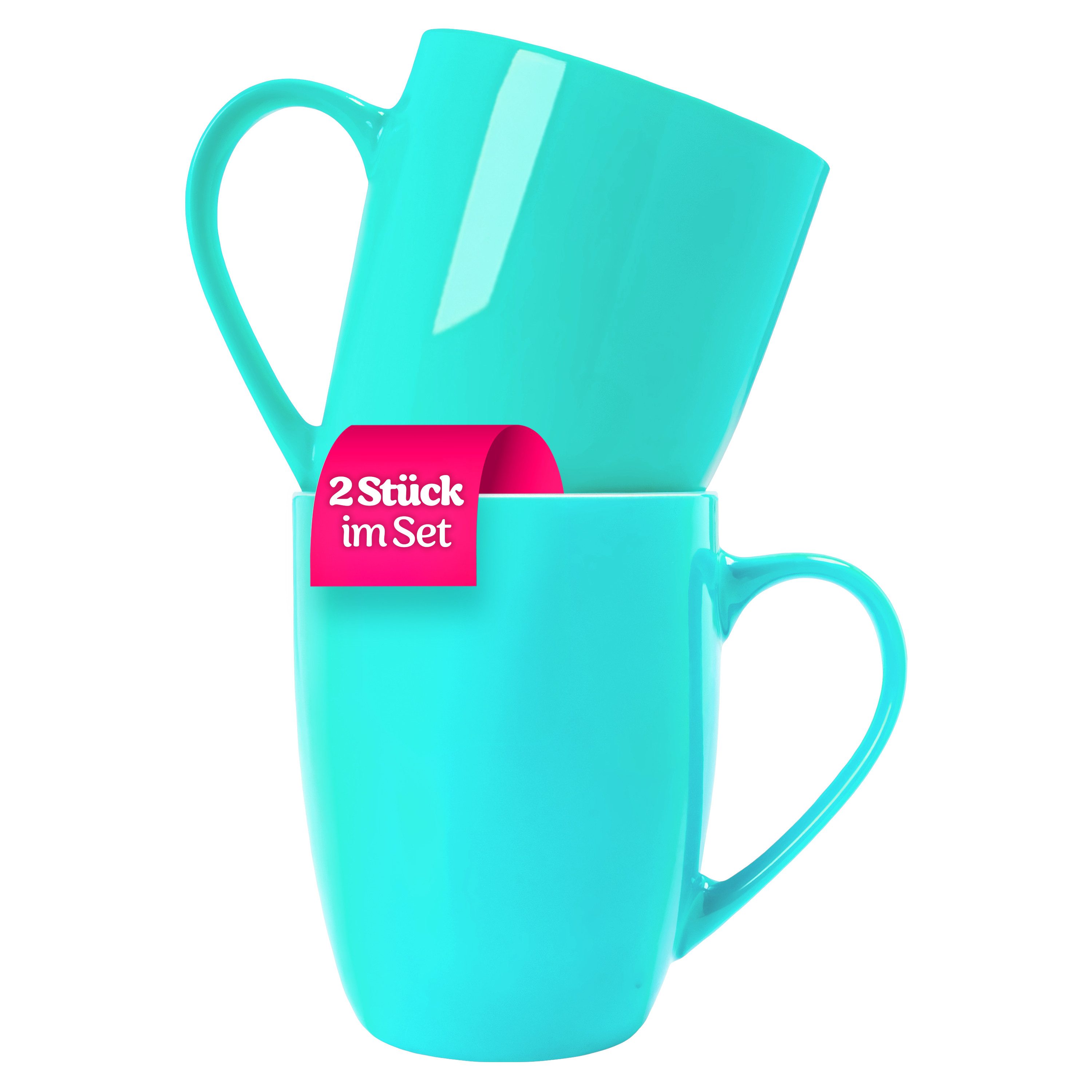 KONZEPT Tasse Кавові чашки Set 2er aus Keramik Teetasse 300 ml mit Henkel, ideal für Kaffee, Tee, Milch, Schokolade, 2-teilig