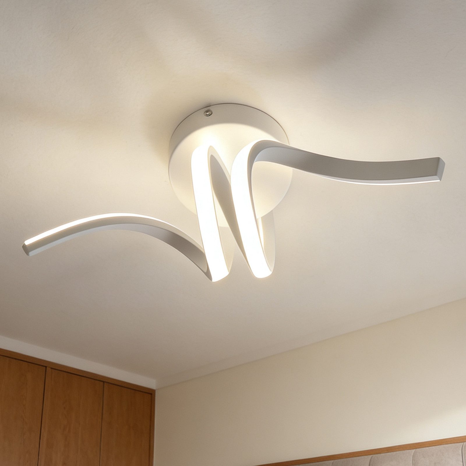 ZMH LED Deckenleuchte Wohnzimmer 3 Blatten verflochten 25/34/40CM Modern für Schlafzimmer, Augenschutz, Einfache Installtion, LED fest integriert, LED fest integriert