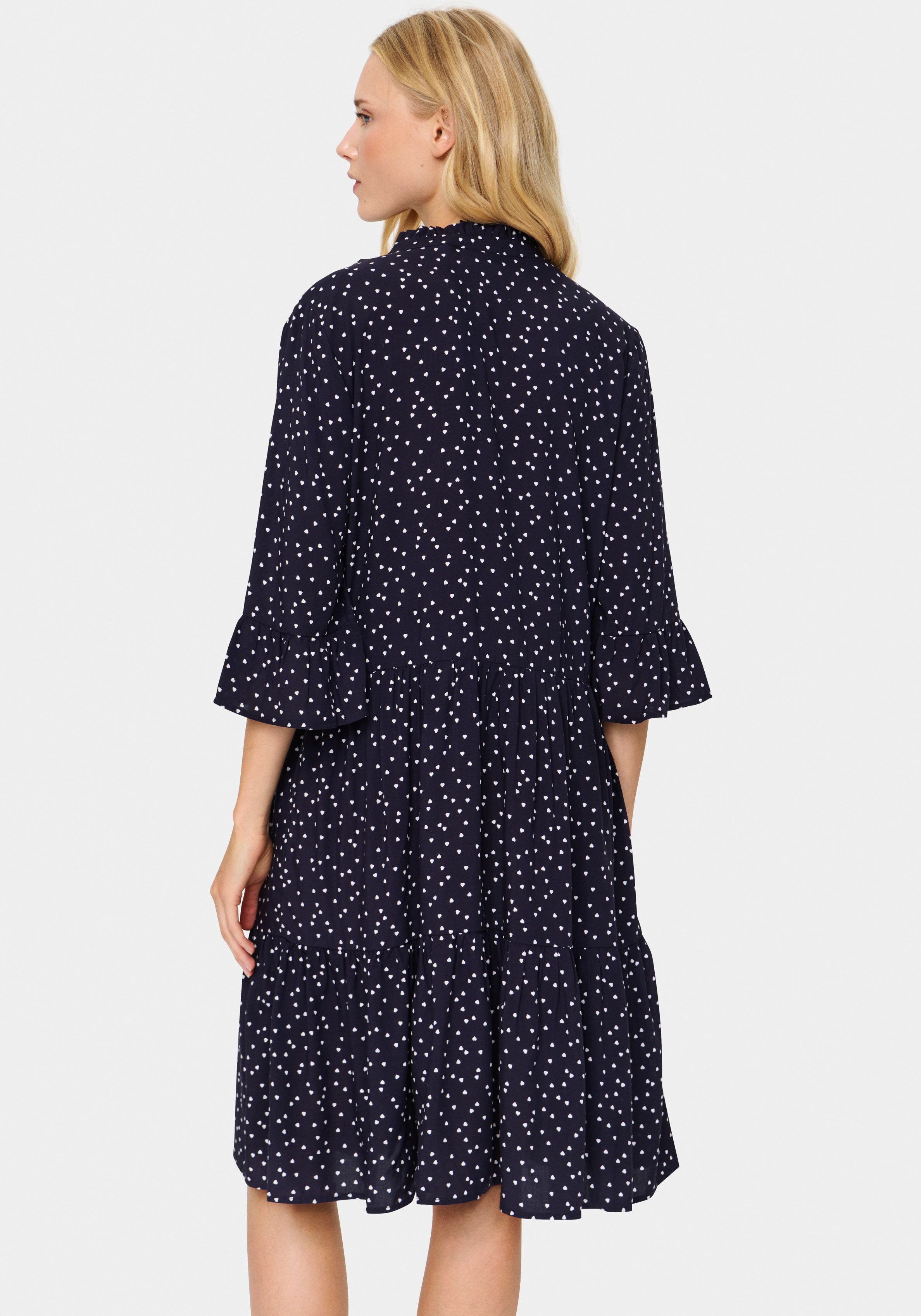 Saint Tropez Blusenkleid EdaSZ Dress Sommerkleid, Tunikakleid mit Volant und 3/4 Ärmel – Bild 2 von 5