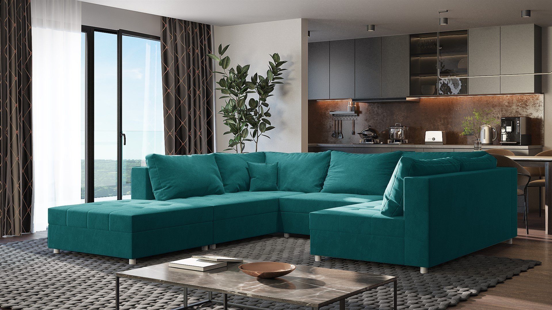 Fun Möbel Wohnlandschaft Sofa U-Form ANDRO, günstig online kaufen