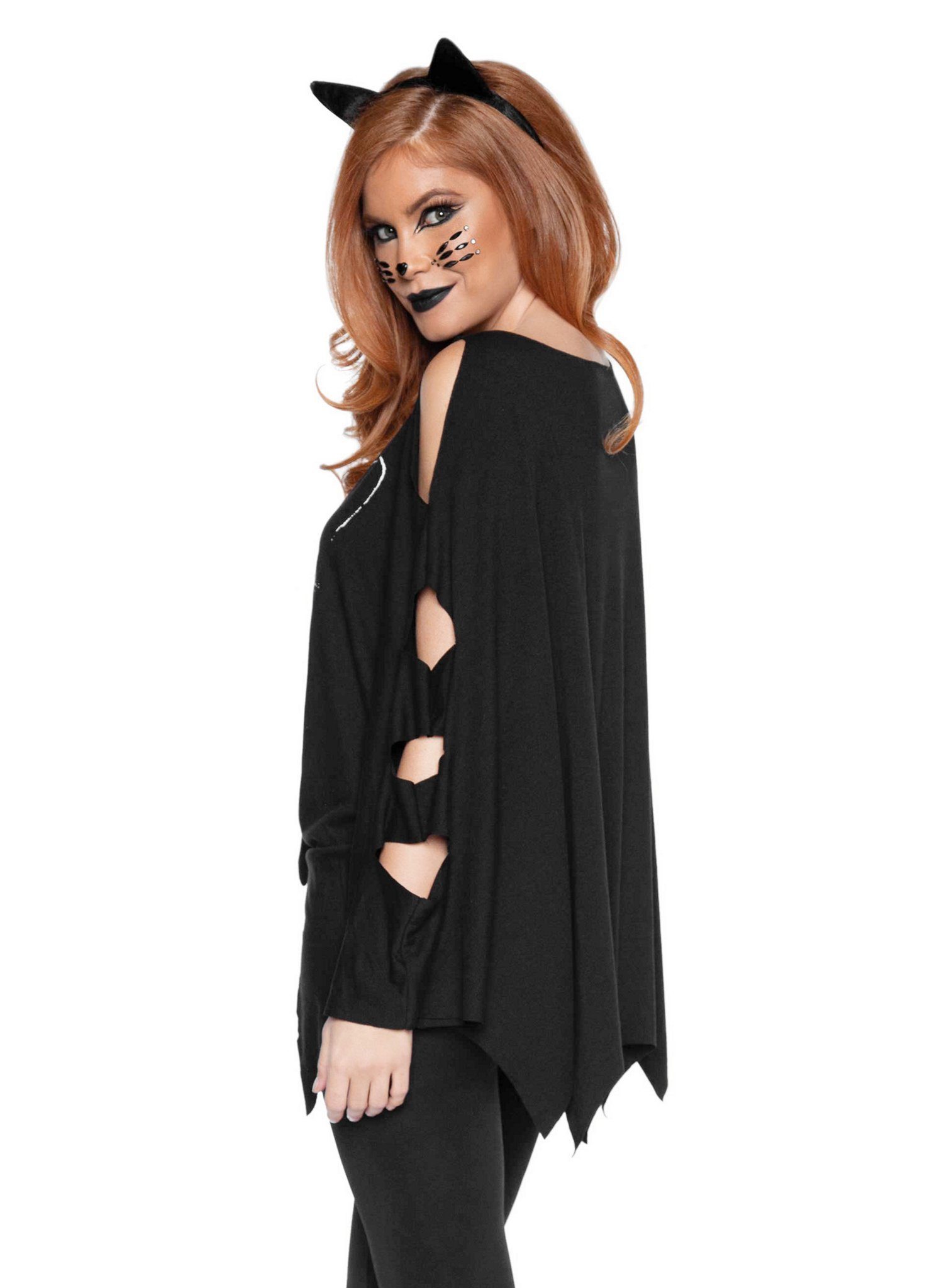Leg Avenue Kostüm Katze Poncho-Shirt - Kostüm Fasching Halloween, Einfach s günstig online kaufen