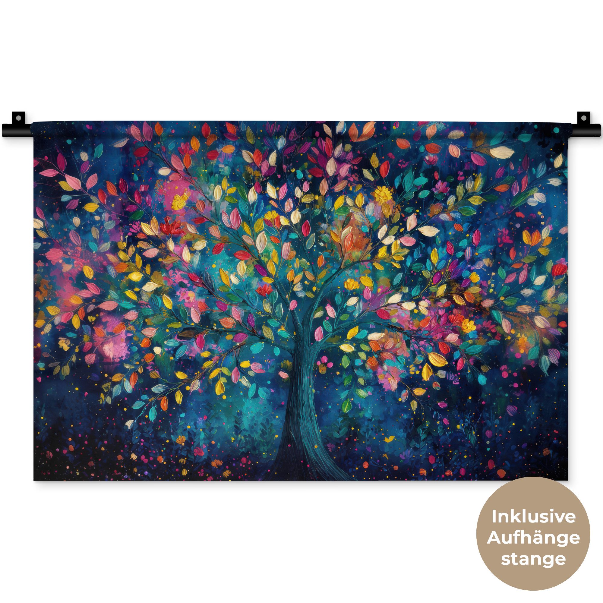 MuchoWow Wandteppich Bunt - Baum - Magisch - Abstrakt, Rechteckig, Höhe: 3 mm, Wandteppich für Wohnzimmer, Schlafzimmer, 60x40 cm