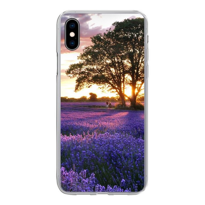 MuchoWow Handyhülle Lavendelfelder in England bei Sonnenuntergang Handyhülle Apple iPhone Xs Smartphone-Bumper Print Handy