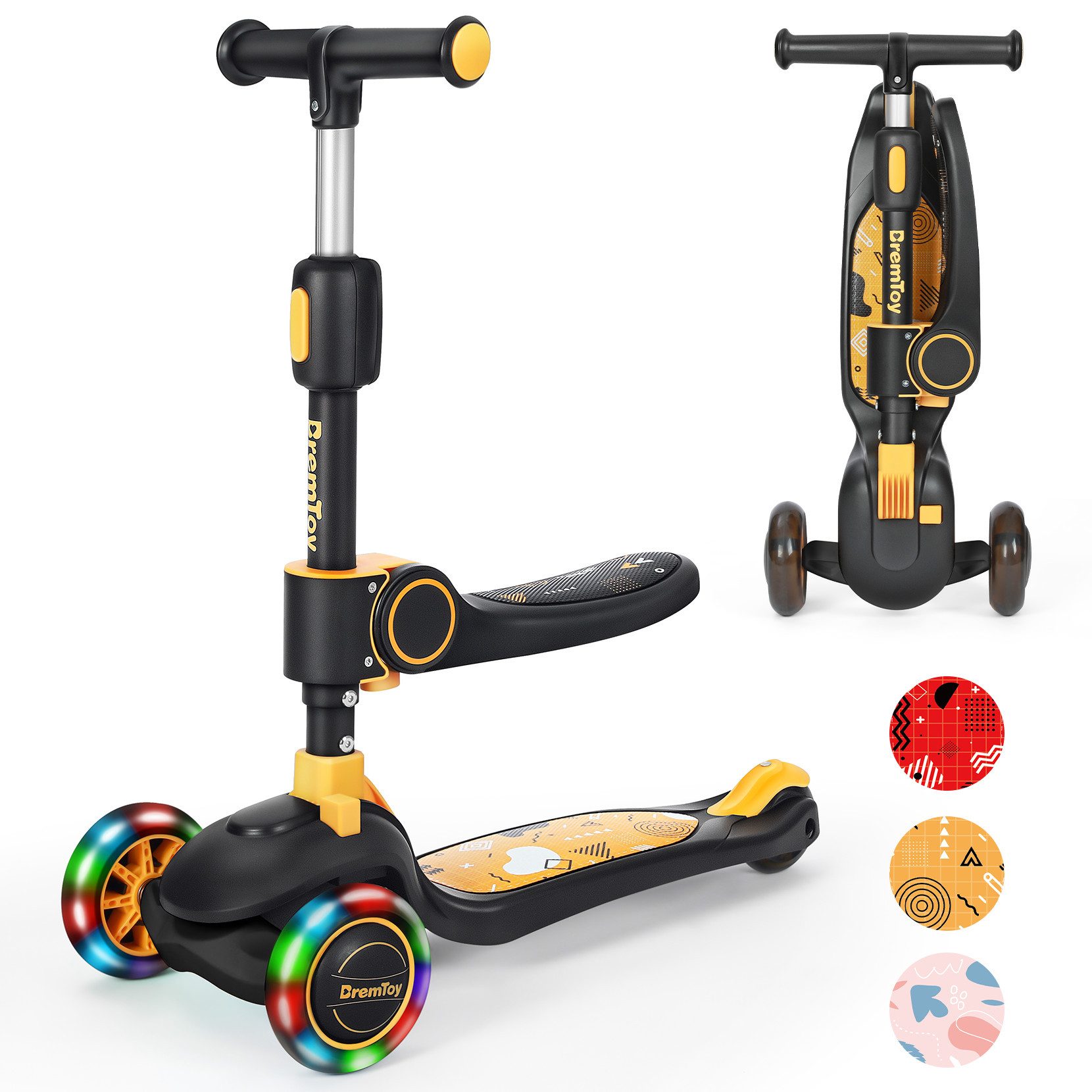 BremToy Dreiradscooter Kinderroller Tretroller Faltbar Scooter 1-8 Jahren