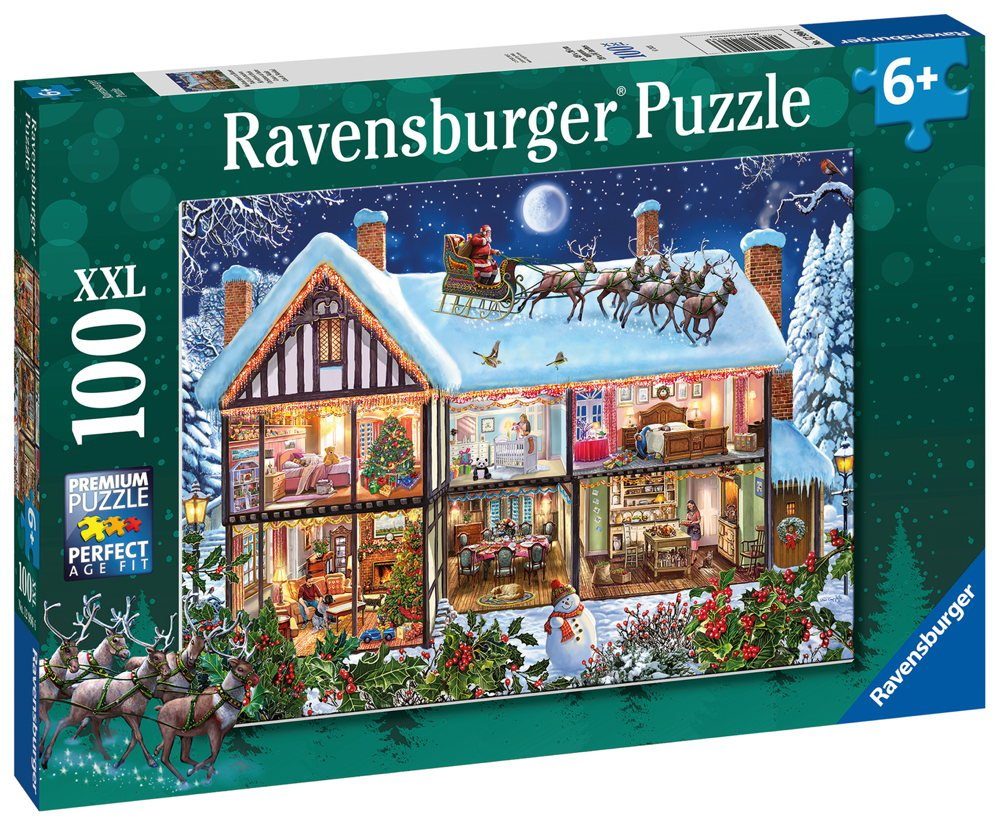 Puzzle 100 Teile Ravensburger Kinder Puzzle XXL Weihnachten zu Hause 12996