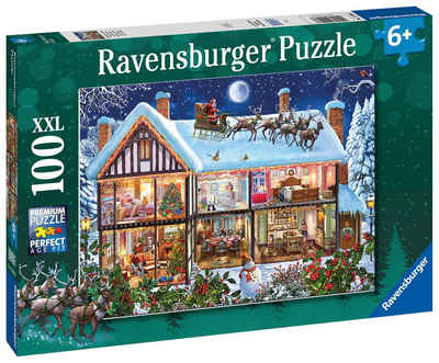 Ravensburger Puzzle 100 Teile Ravensburger Kinder Puzzle XXL Weihnachten zu Hause 12996, 100 Puzzleteile