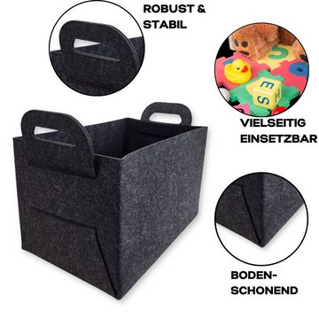 ToCi Kaminholzkorb XL Filz-Kaminholzkorb Filztasche mit Tragegriffen 44x31x29cm