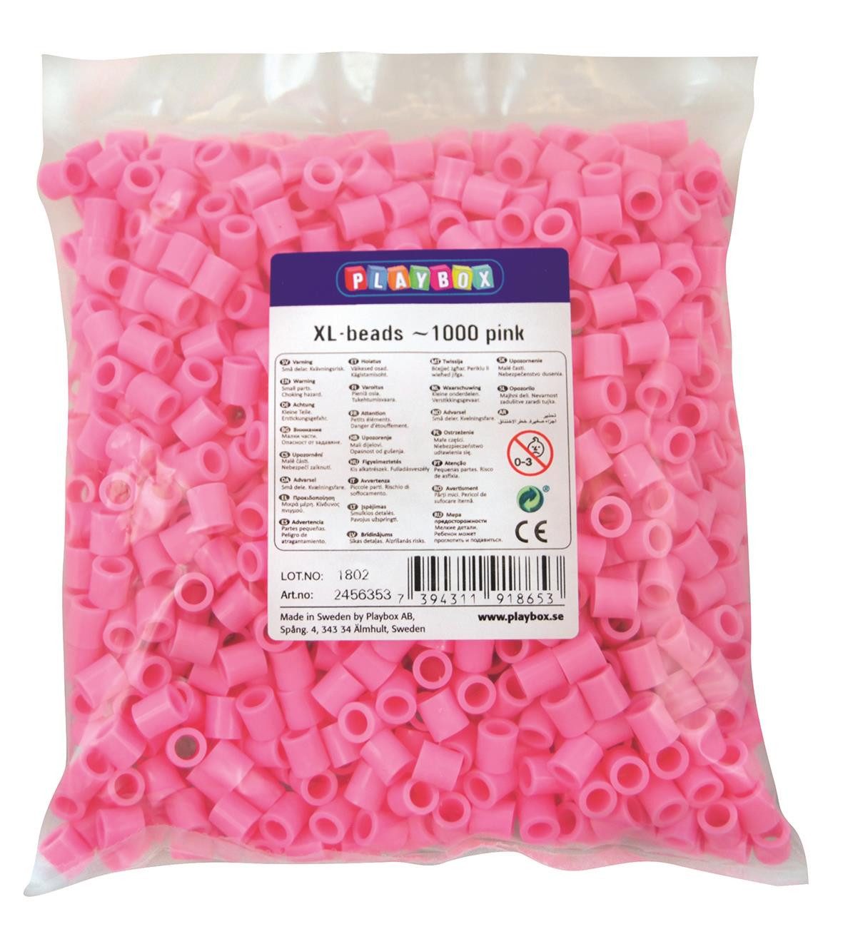 Playbox Bügelperlen Playbox XL-Perlen 1000 Stück rosa