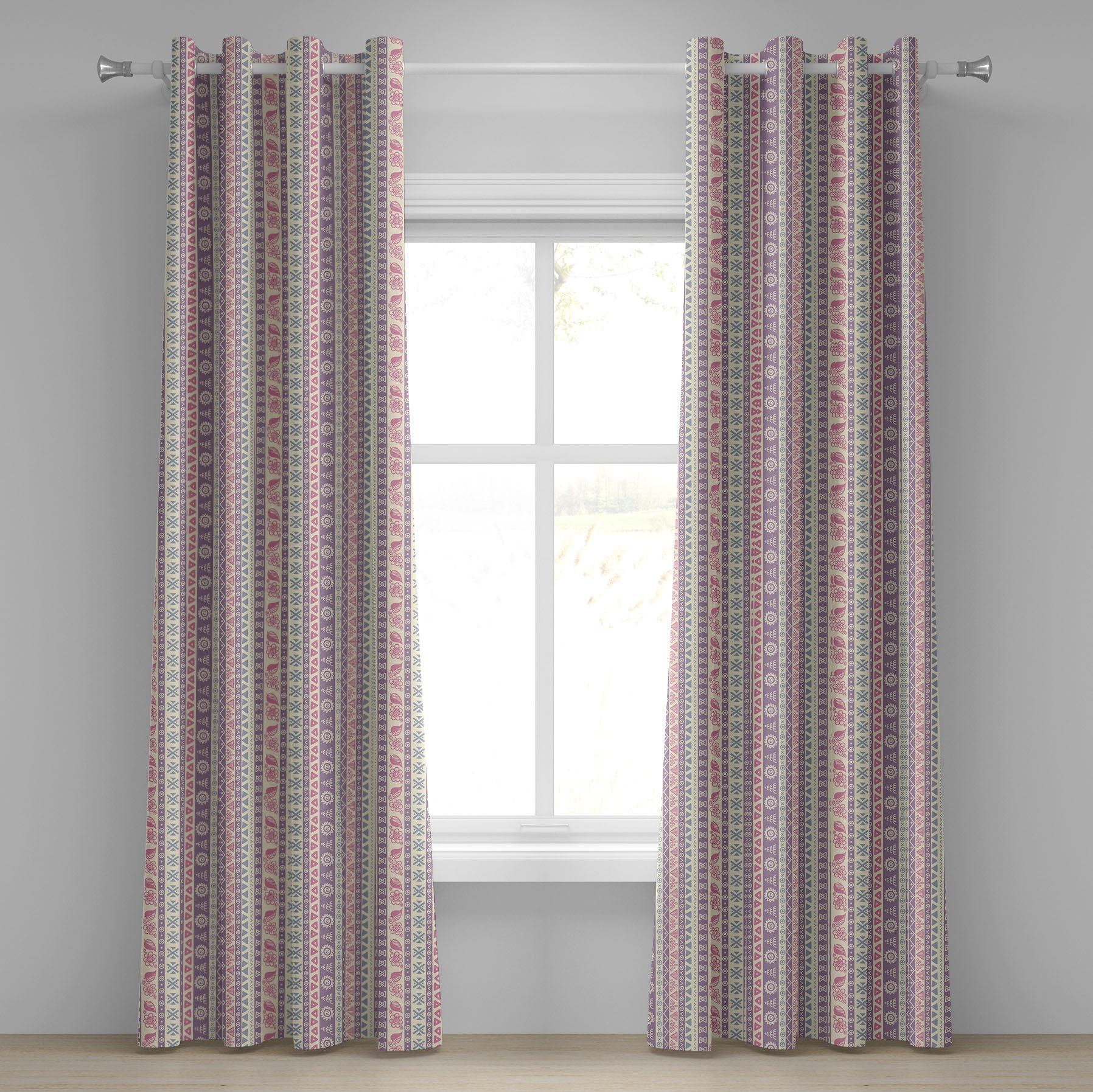 Gardine Dekorative 2-Panel-Fenstervorhänge für Schlafzimmer Wohnzimmer, Abakuhaus, Ethnisch Blumenblätter