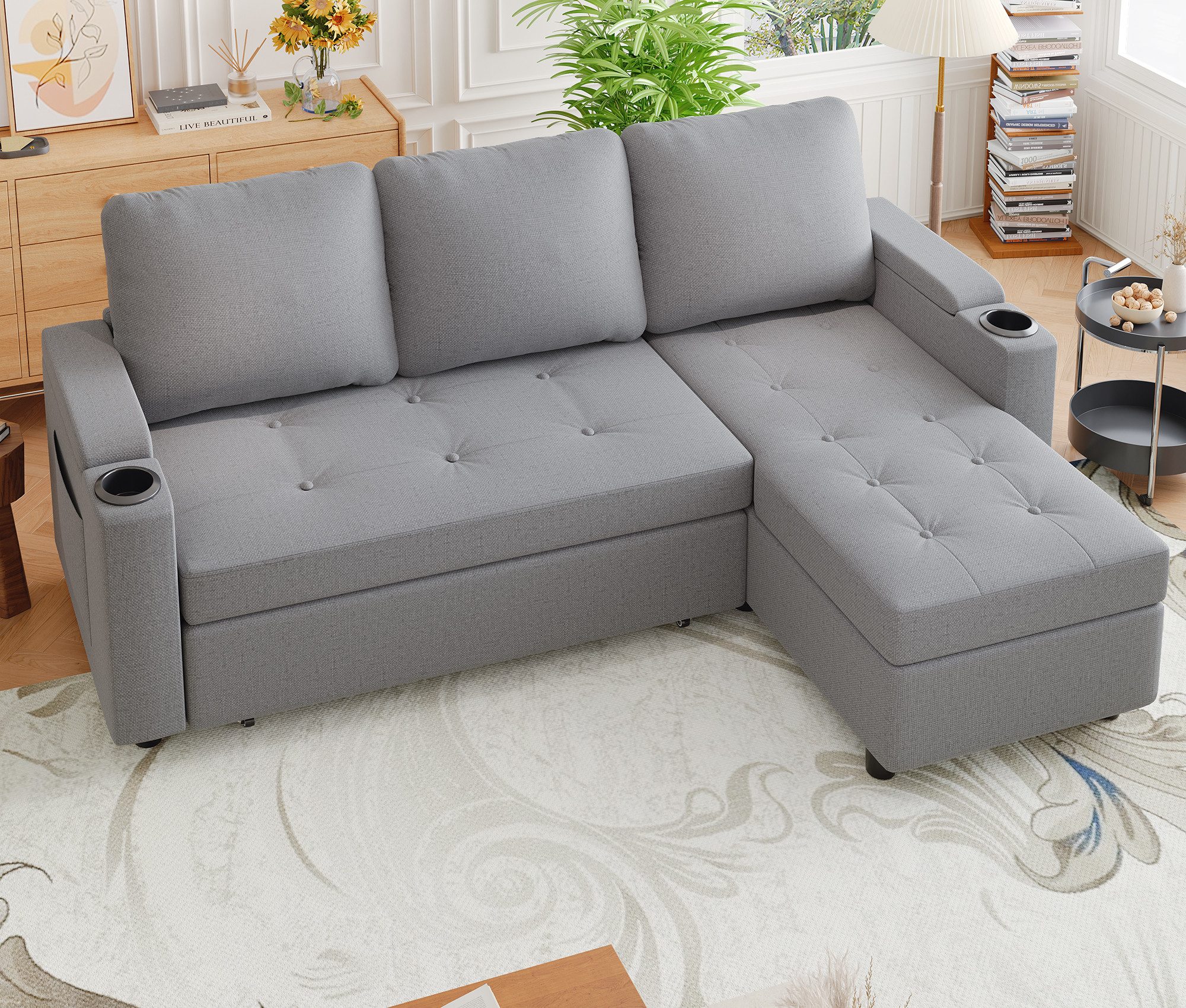 HOMALL Ecksofa Multifunktionaler Stauraum Ausziehbares L-förmiges Schlafsof günstig online kaufen