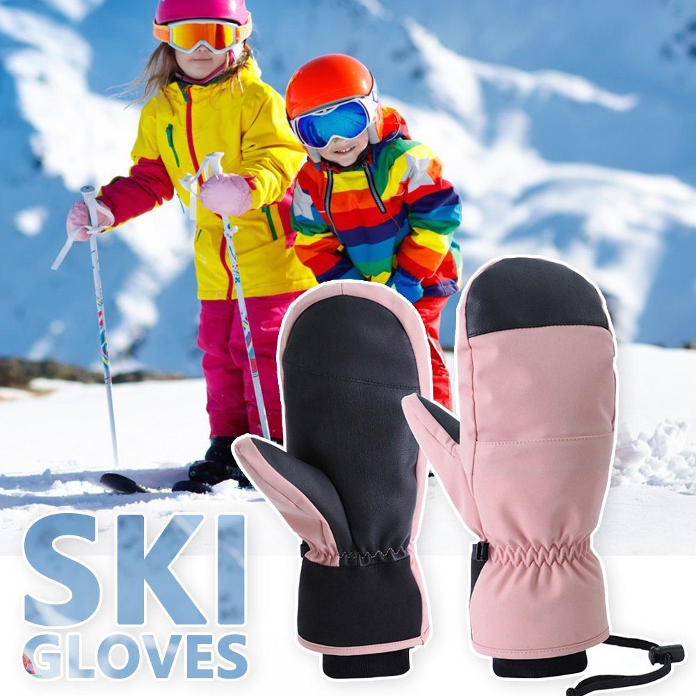 Skihandschuhe Leitfähige Blusmart 5-Finger-Skihandschuhe, Verdickte orange Innere