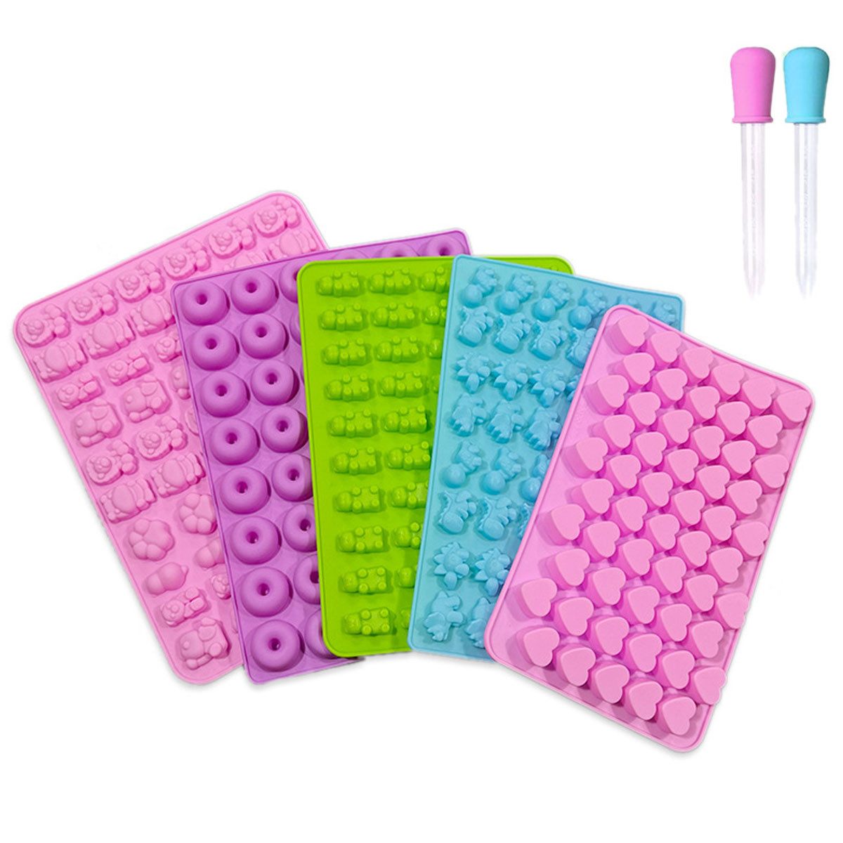 FELIXLEO Silikonform Silikon Gummibärchen Formen mit Pipetten, (5-tlg)