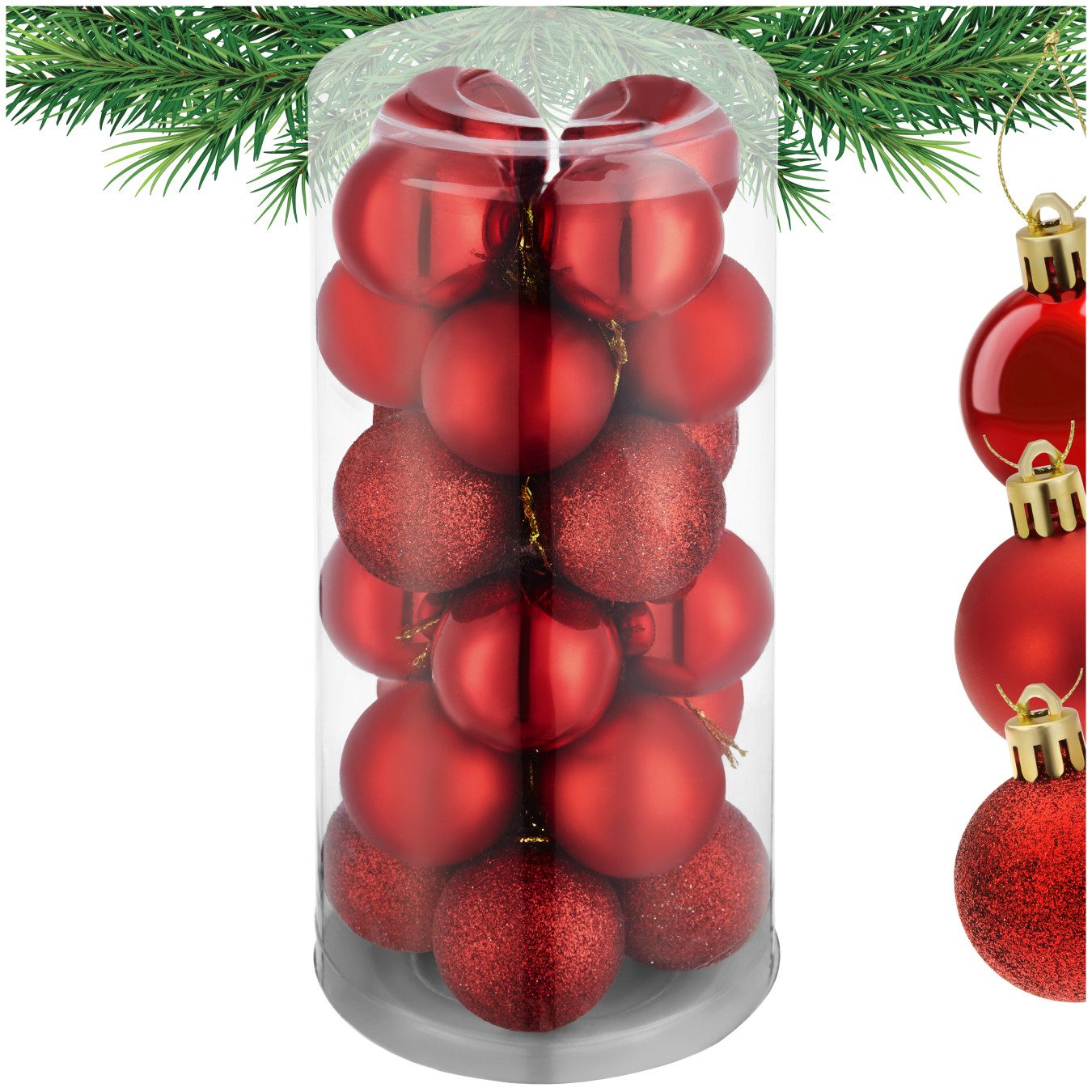 tectake Weihnachtsbaumkugel Новорічні кулі (1 St), 24er-Set in Rot