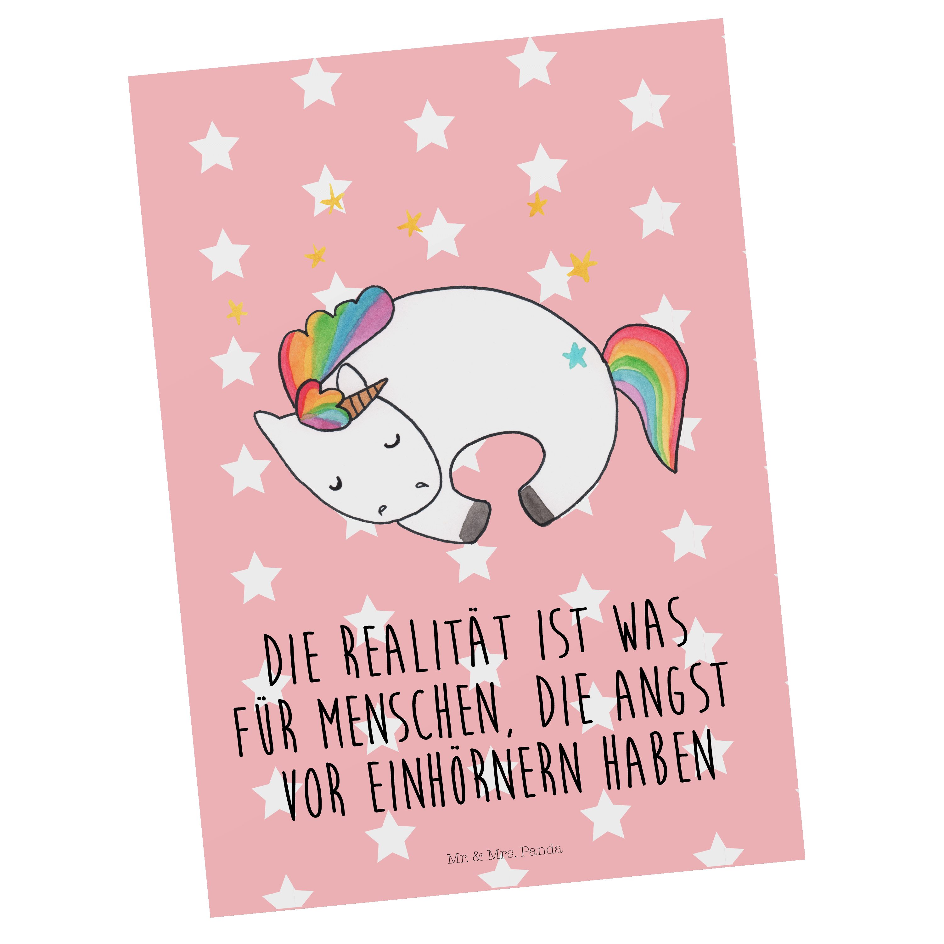 Mr. & Mrs. Geburtstagskarte, Panda Einhorn Postkarte Rot Geschenk, - Dank Traum, Nacht - Pastell