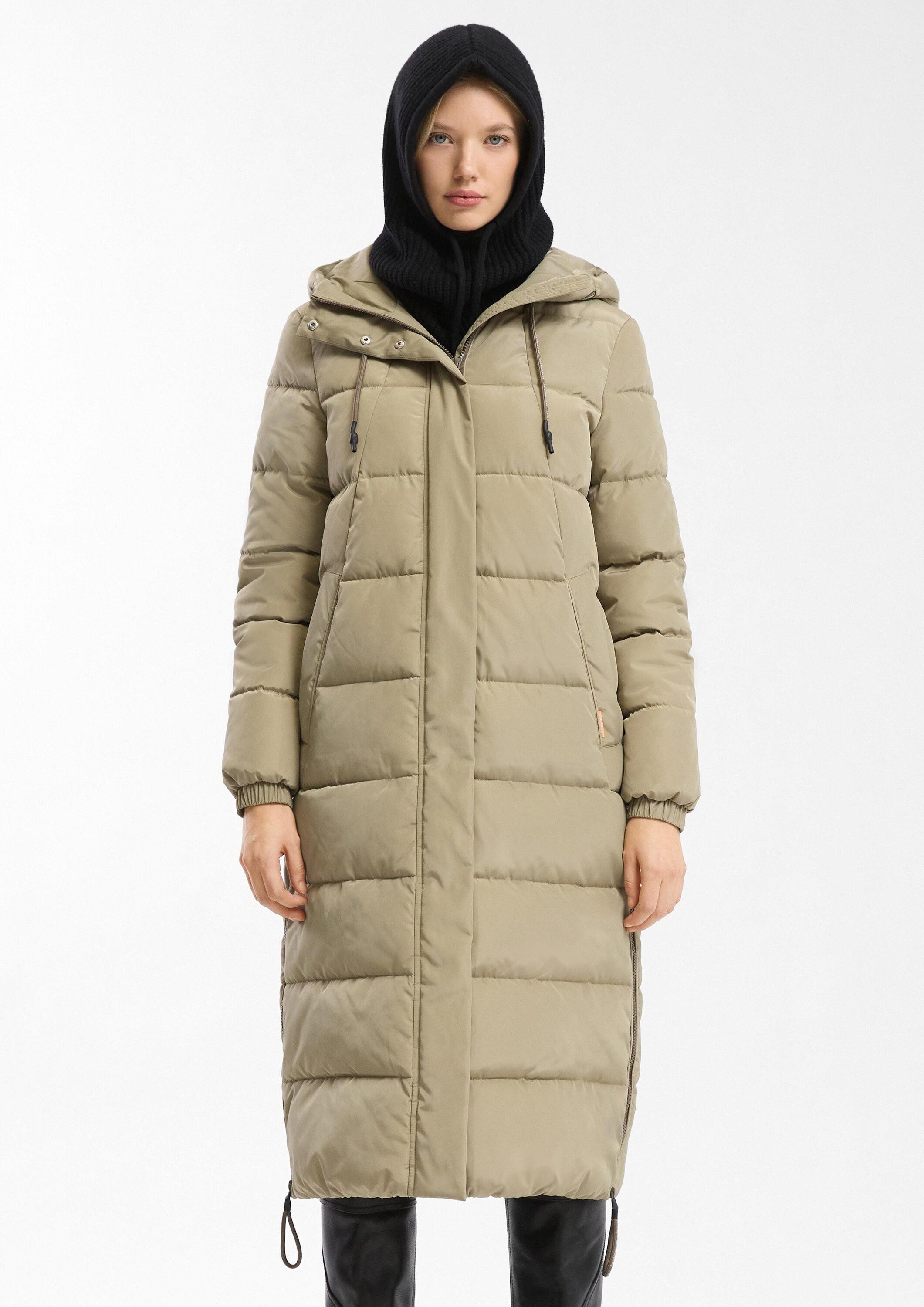 QS Wintermantel Outdoor-Mantel Langer, wärmend wattierter Steppmantel mit Kapuze