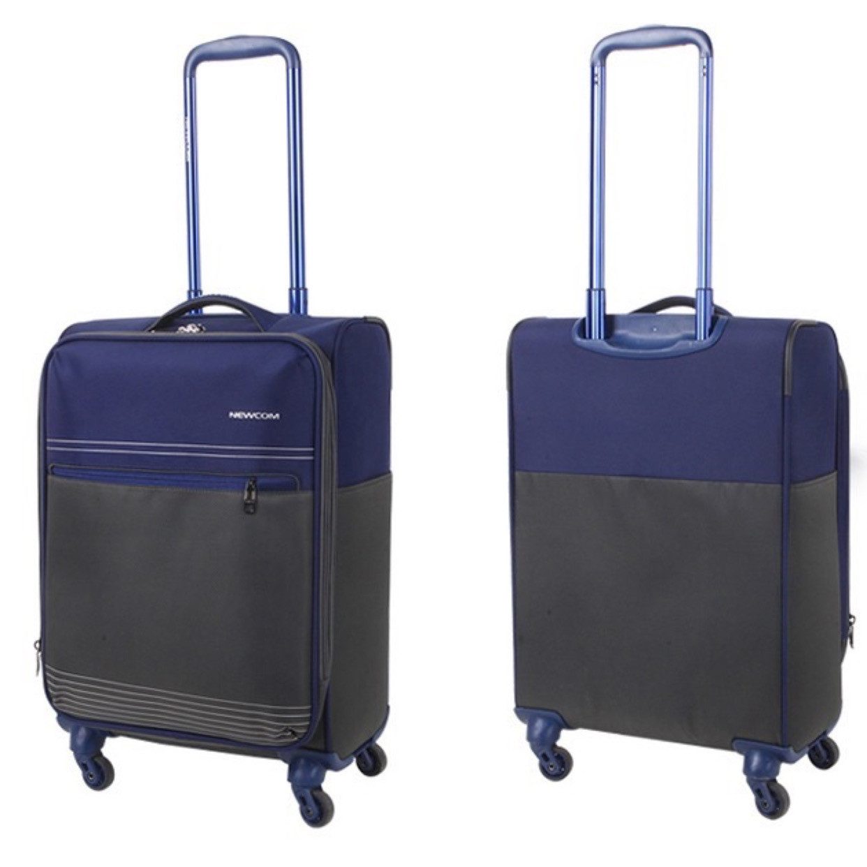 NEWCOM Weichgepäck-Trolley Design Stoffkoffer / Reisekoffer / Weichschalenkoffer, 4 Rollen, 20 Zoll, Blau, Super Leicht, Haltbar Weichgepäck