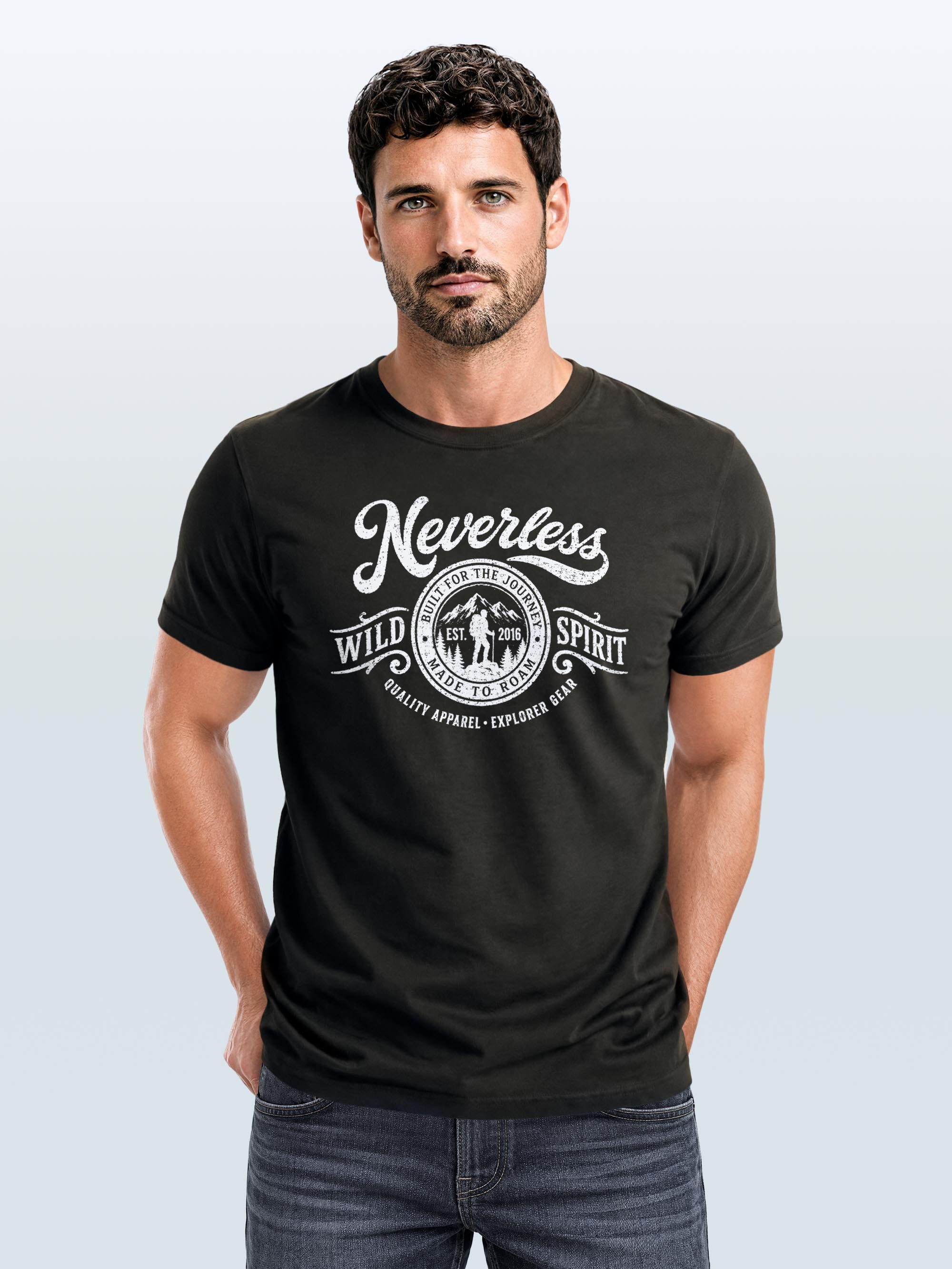 Neverless Print-Shirt Herren T-Shirt Frontprint - Wild Spirit - Baumwollshirt Männer mit Print – Bild 3 von 5
