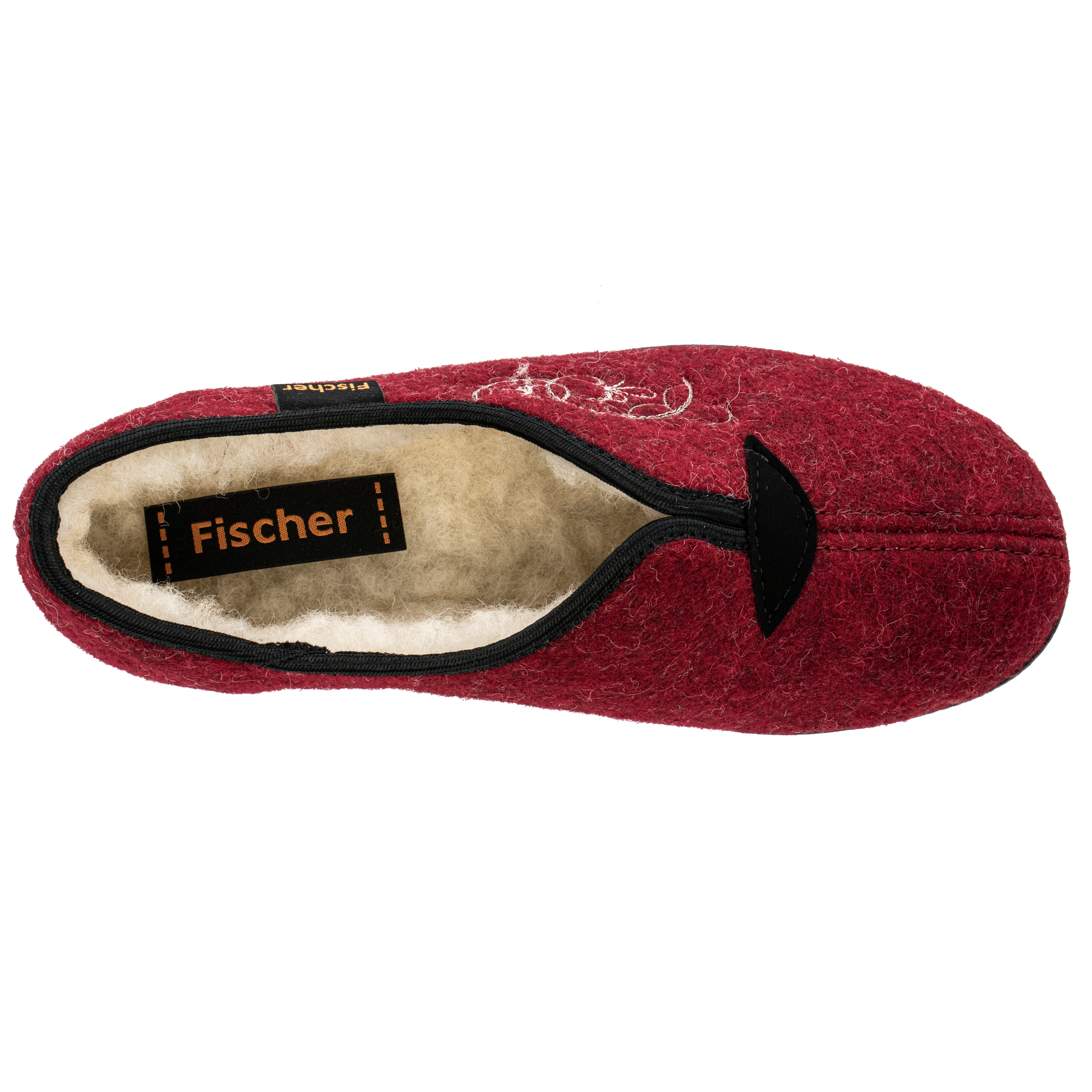 Fischer-Markenschuh Dora Hausschuh zum Schlupfen, Schurwollfutter, Wollfilz, wärmend