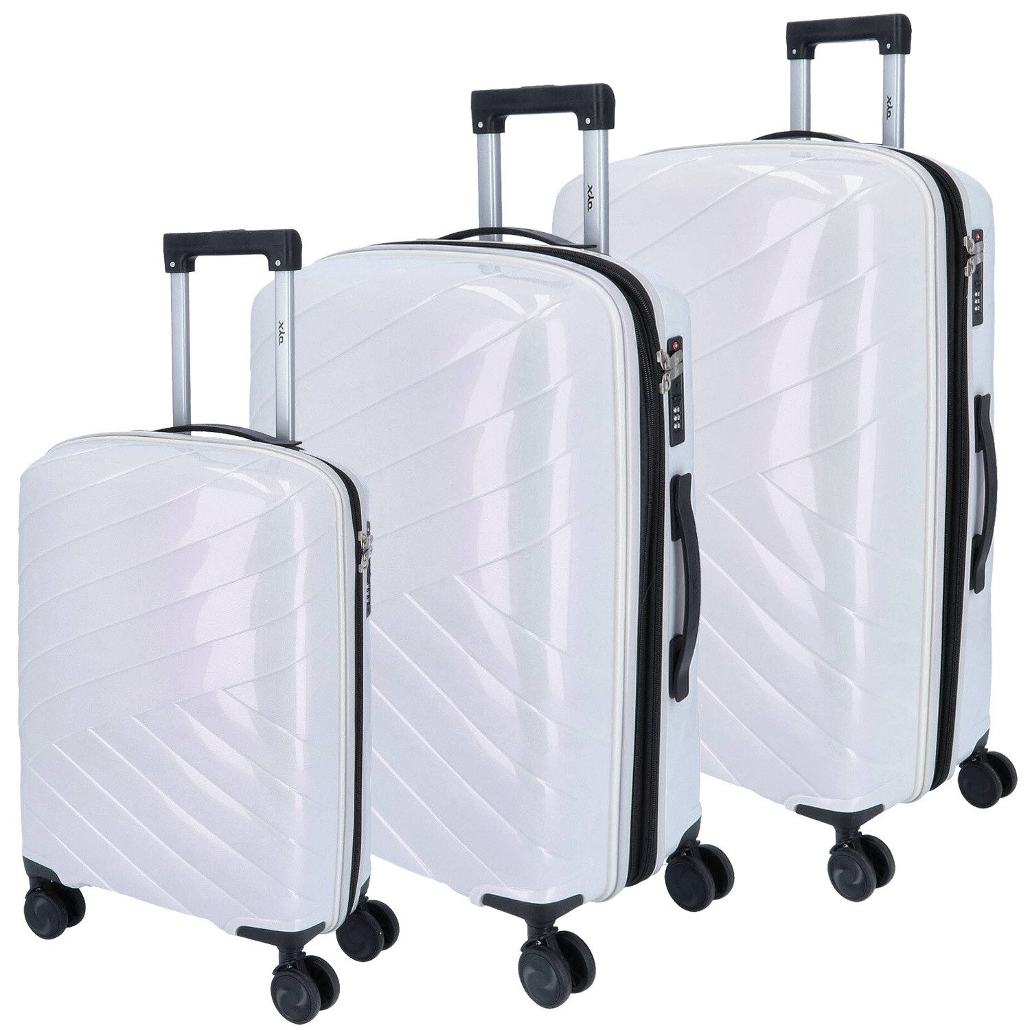 Koffer DYX 4 Rollen Trolley 3er Set S/M/L Dubai weiß