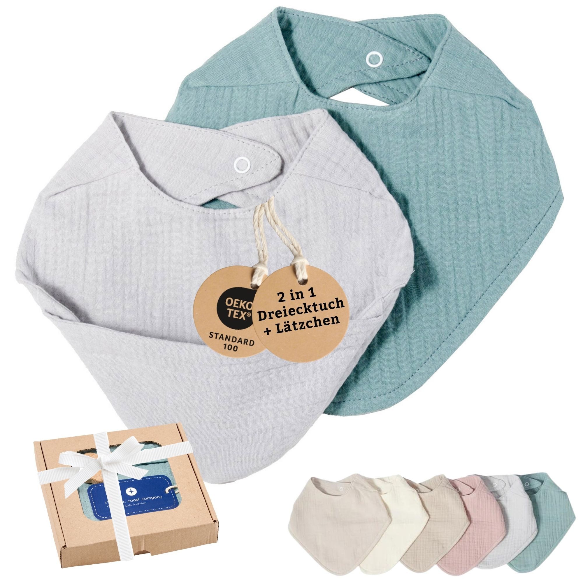 Nordic Coast Company Слюнявчики Geschenk-Set Sabberlätzchen und Dreiecktuch in einem, (2-St)